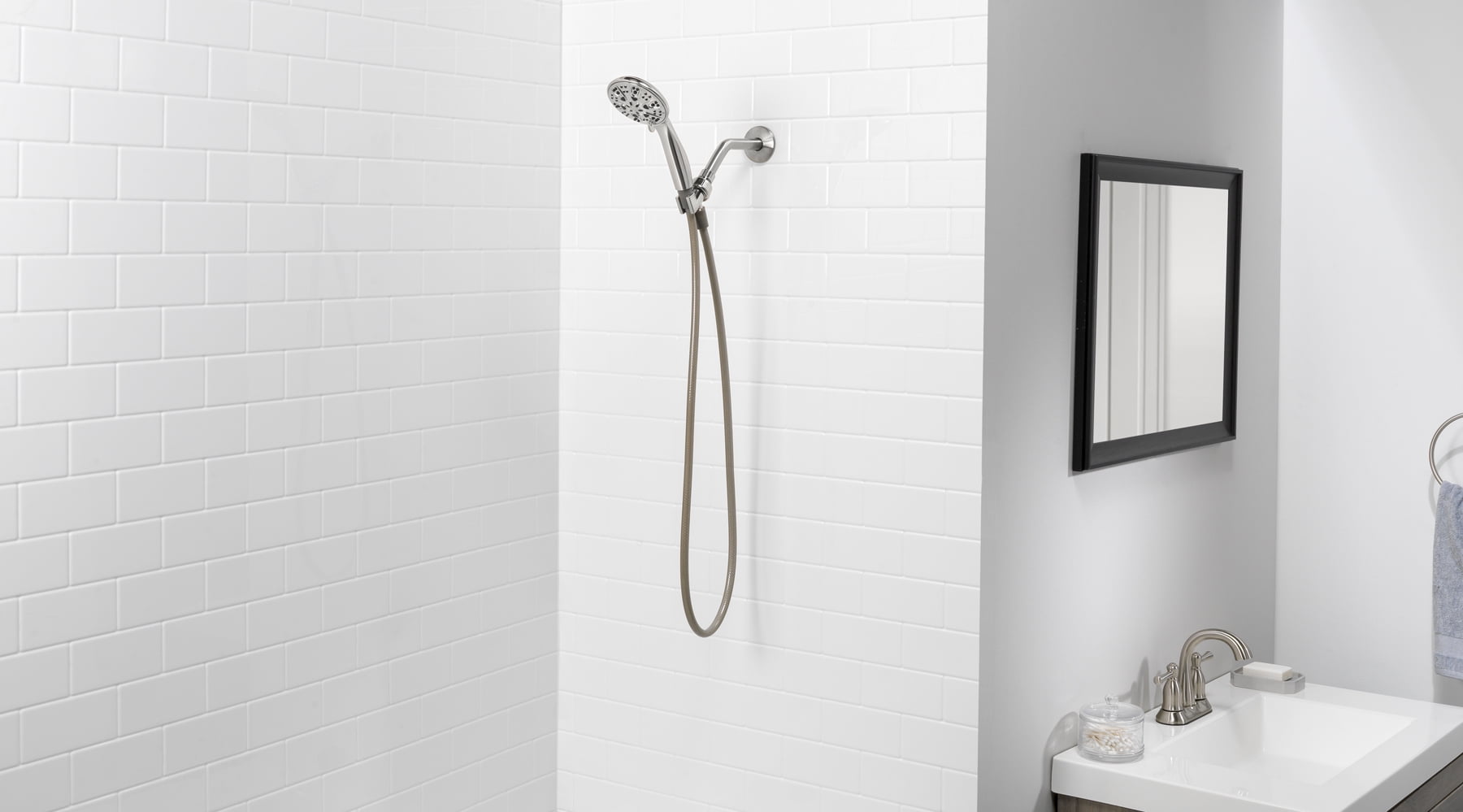 Mainstays 5-Spray Handheld Shower Head with 60 in. Hose (Brushed Nickel, 1.8 GPM) w4blf