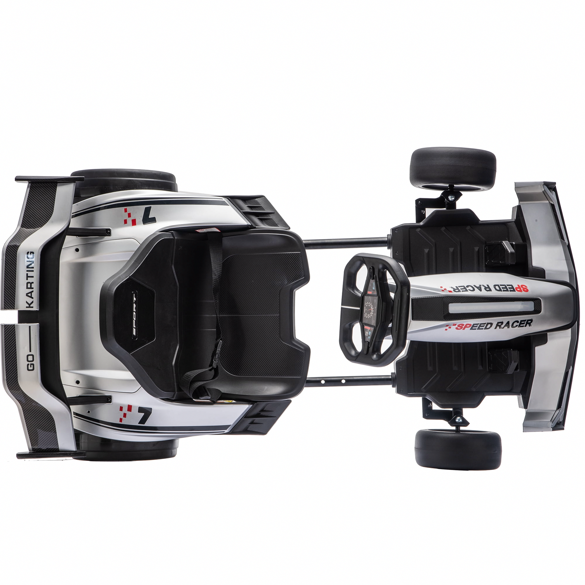 Zukpow 24V 800W Electric Go Kart Drift Car with Adjustable Frame, EVA Wheels, Bluetooth Audio (Silver, 48.5 in) lmfcb