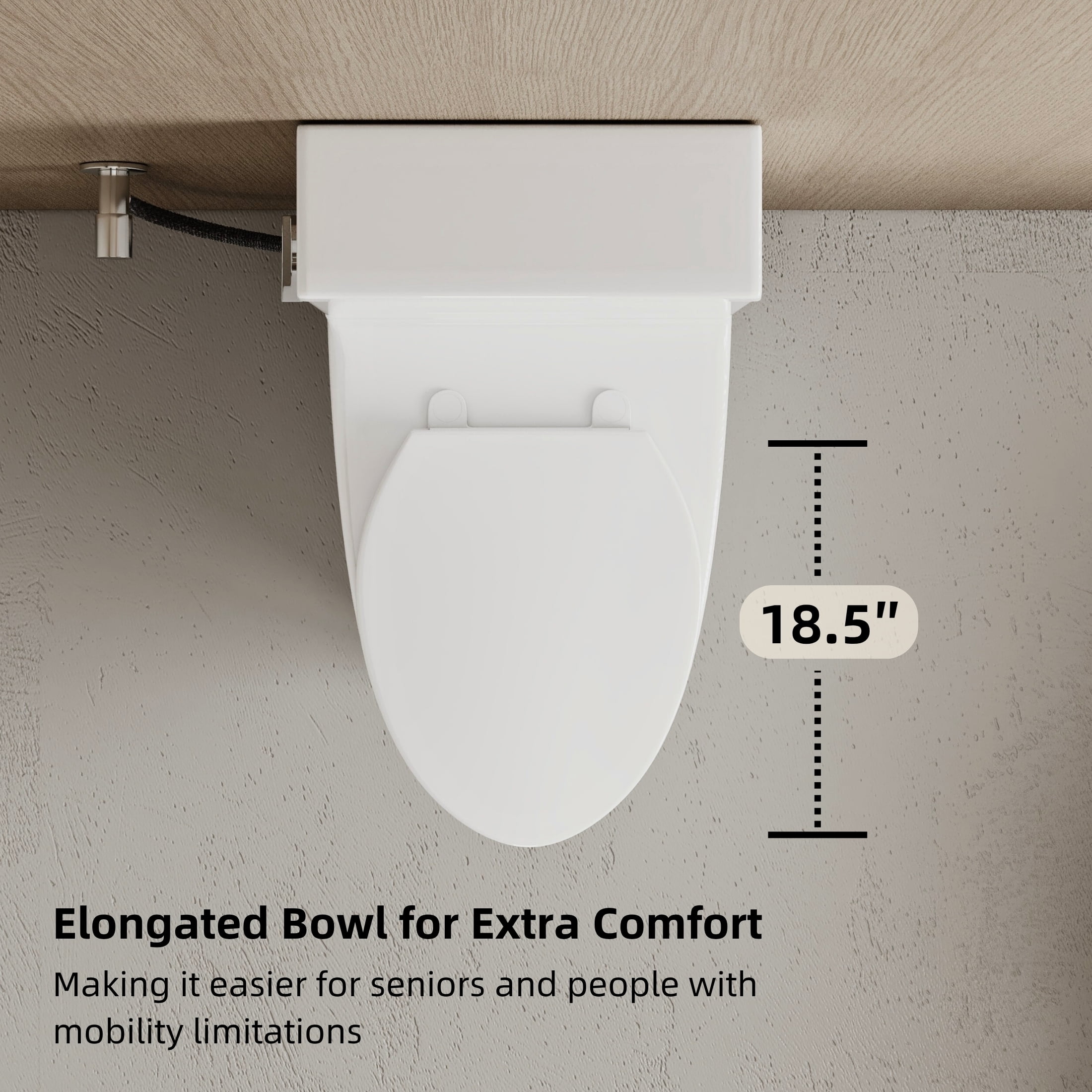 Los Flexi Modern Elongated Two-Piece Toilet, ADA Comfort Height with Soft-Close Seat (White, 17.5 in) kldv5