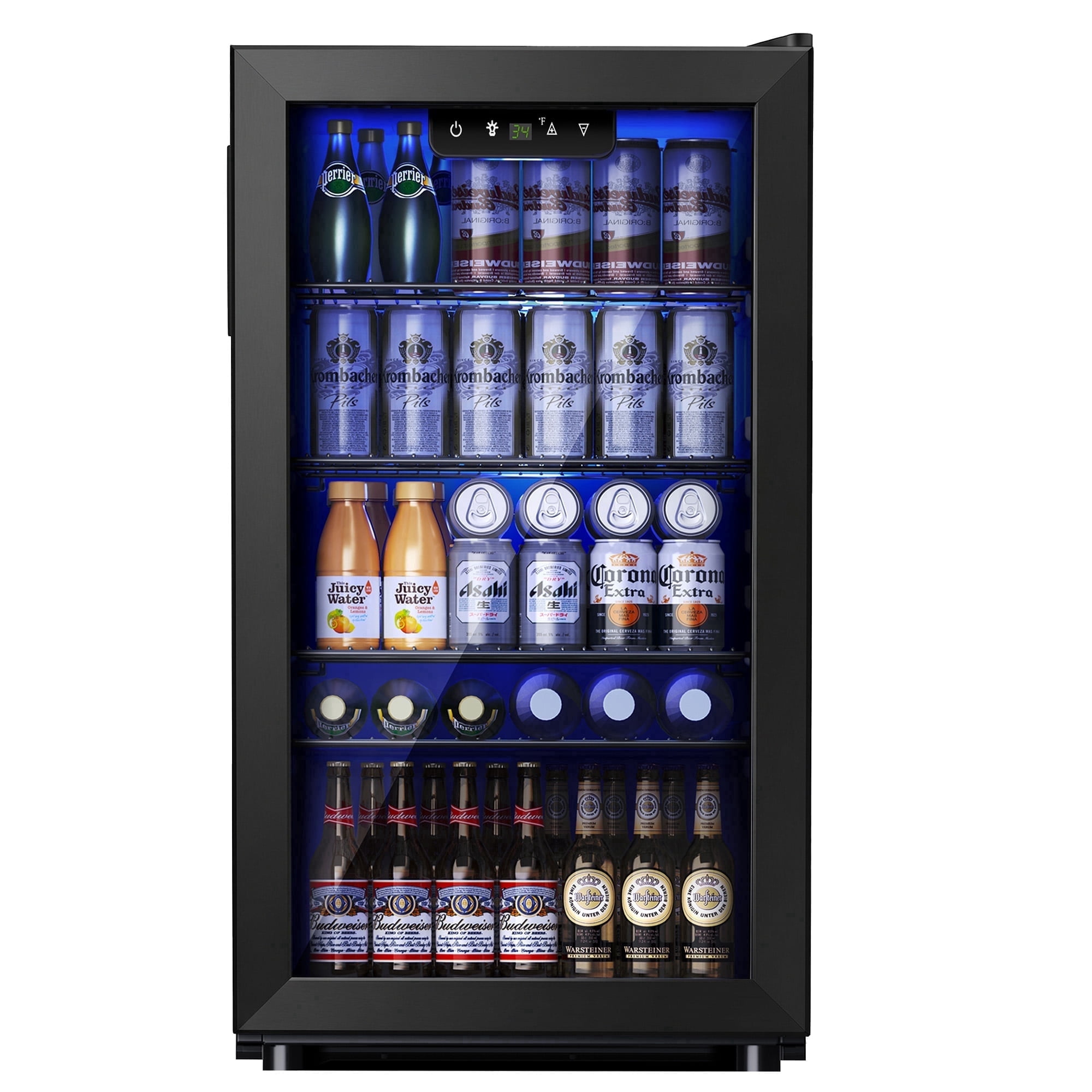 SIMZLIFE Beverage Refrigerator with Glass Door, Compact Cooler for Home and Office (Black, 17.3 in D x 31.3 in H) n0zrl