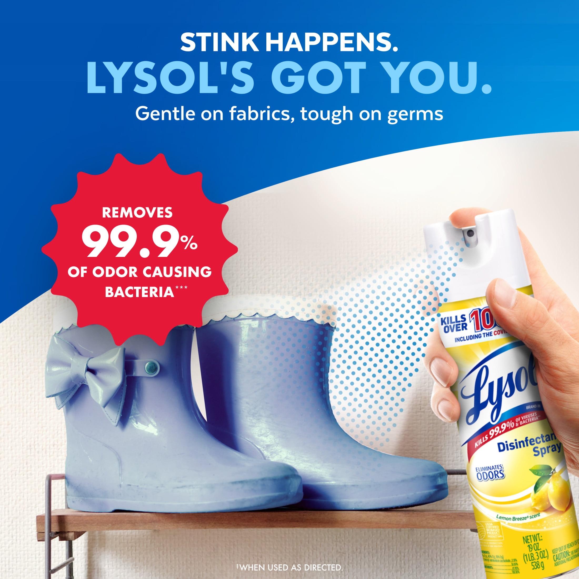 Lysol Disinfectant Spray, Antibacterial Surface Sanitizer and Deodorizer (Lemon Breeze, 19 oz) rtg1b