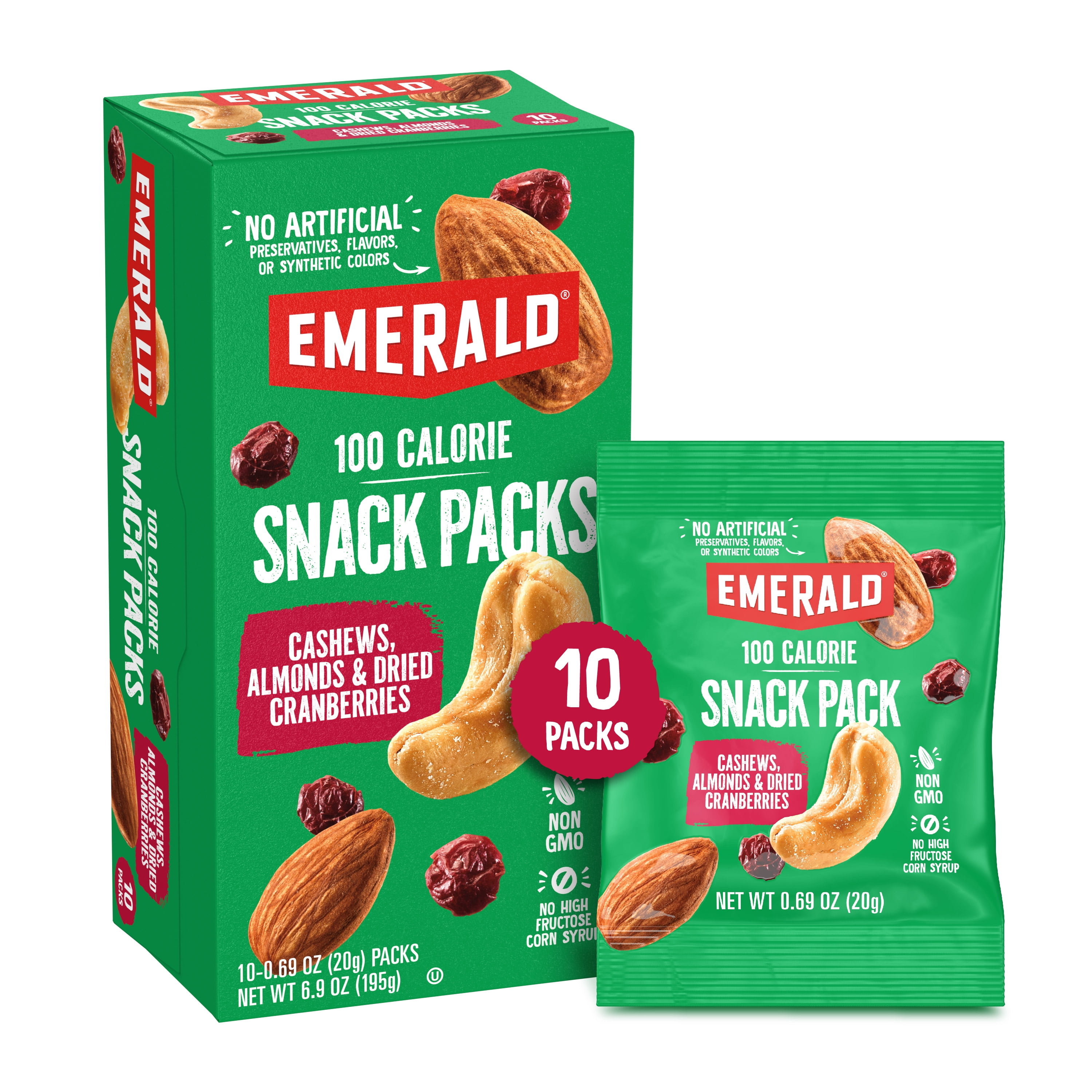 Emerald Cashews & Almonds with Dried Cranberries Snack Mix (10 Ct, 6.9 oz) risqj