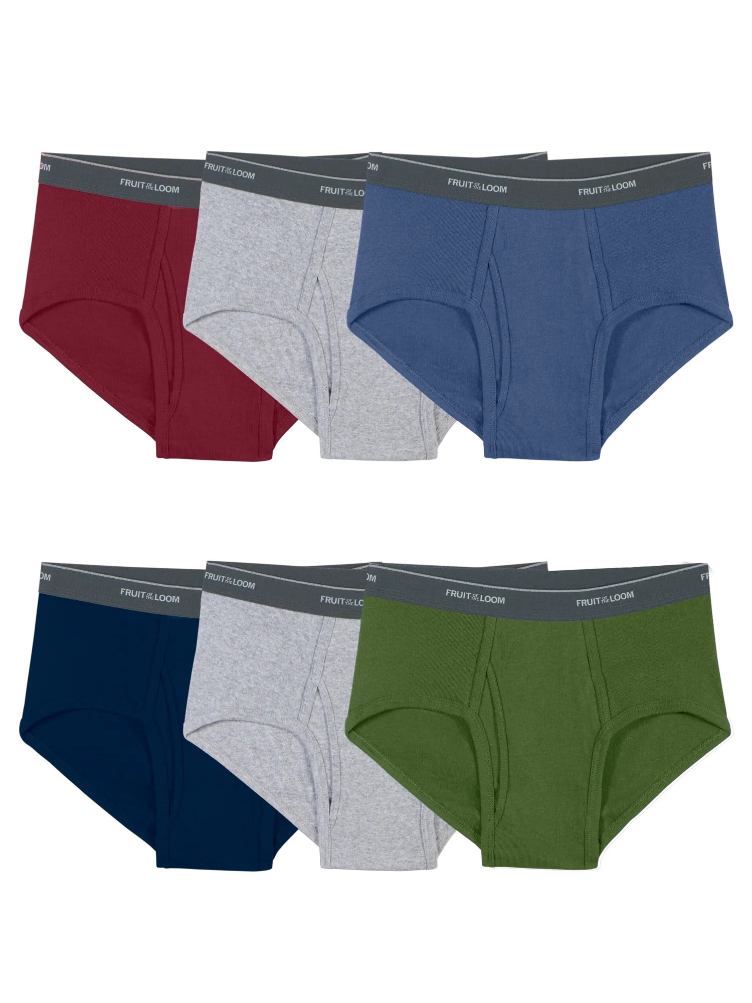 Fruit of the Loom Men's Cotton Briefs Moisture-Wicking Mid-Rise Underwear (Assorted, 6-Pack) 862hv
