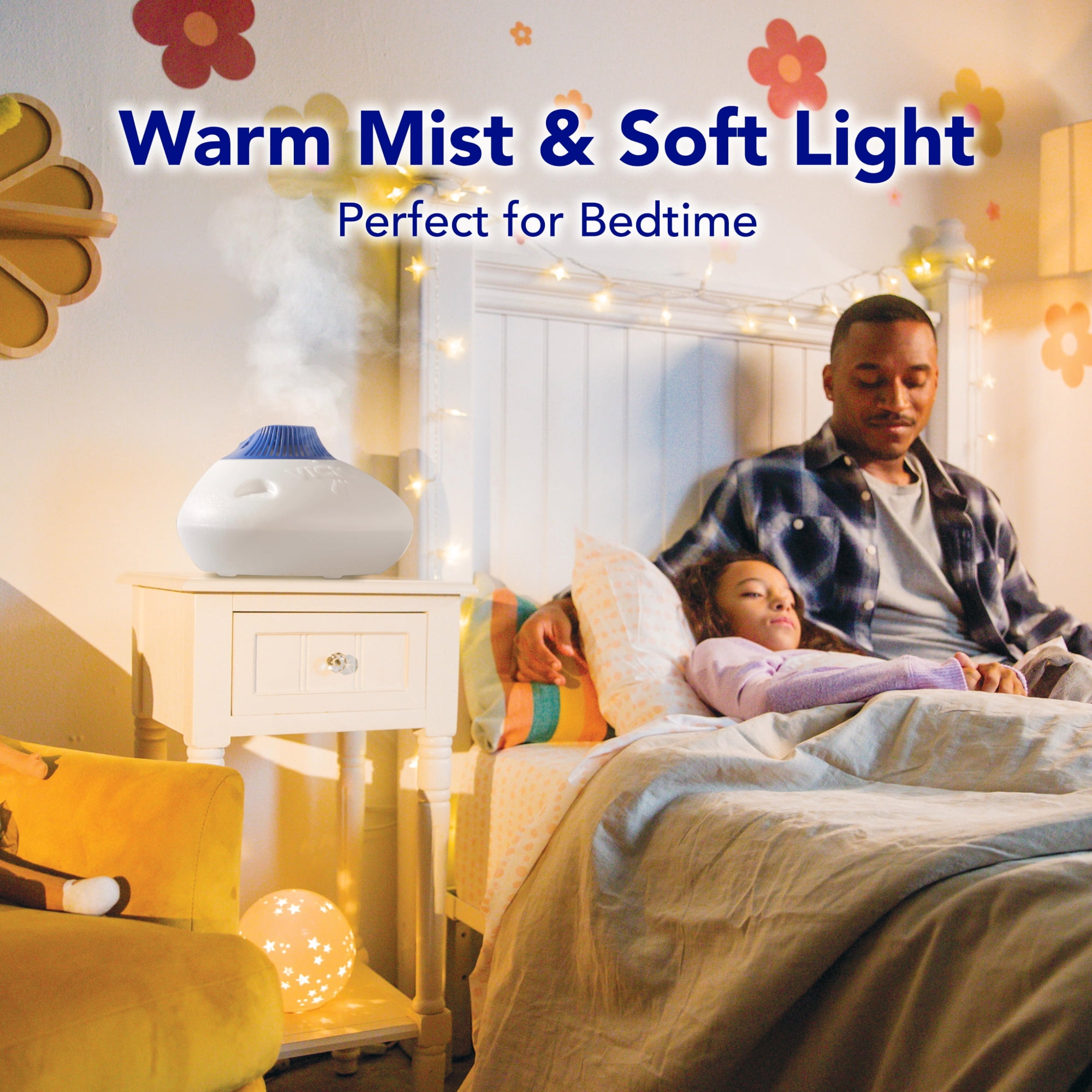 Vicks Warm Steam Vaporizer Humidifier with Night Light (White, 1.5 gal) xbk7s