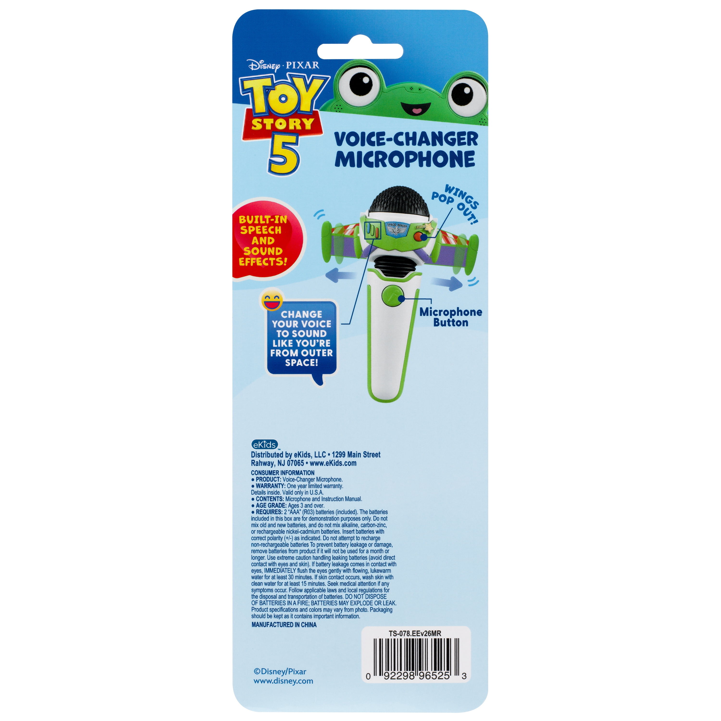 Disney Pixar Toy Story Buzz Lightyear Voice Changer Microphone with Pop-Out Wings (Red, 8 in) l51k7