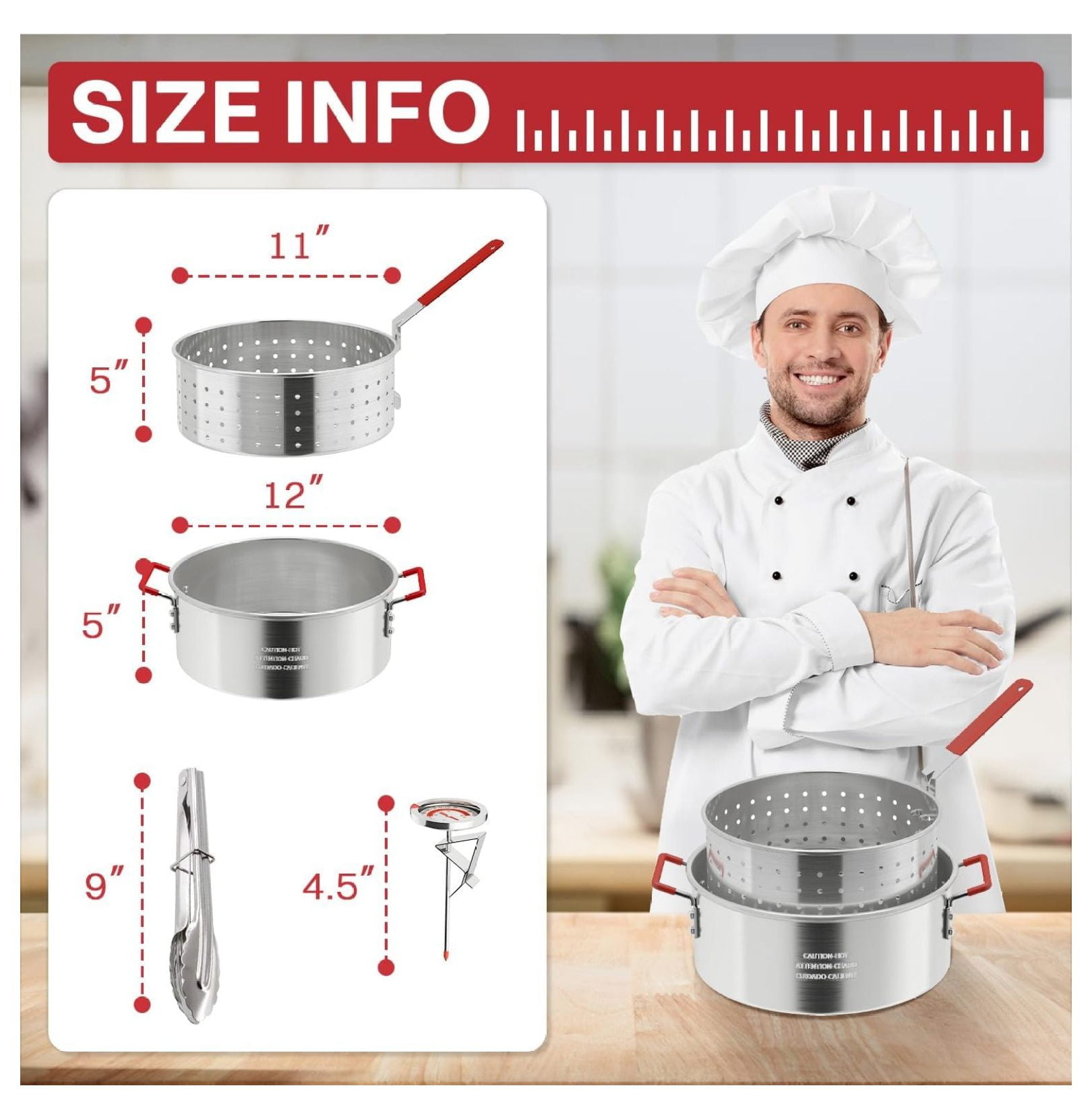 AMFWALAMF 10QT Aluminum Fish Fryer Pot with Basket and Lid (10QT) e5r5q