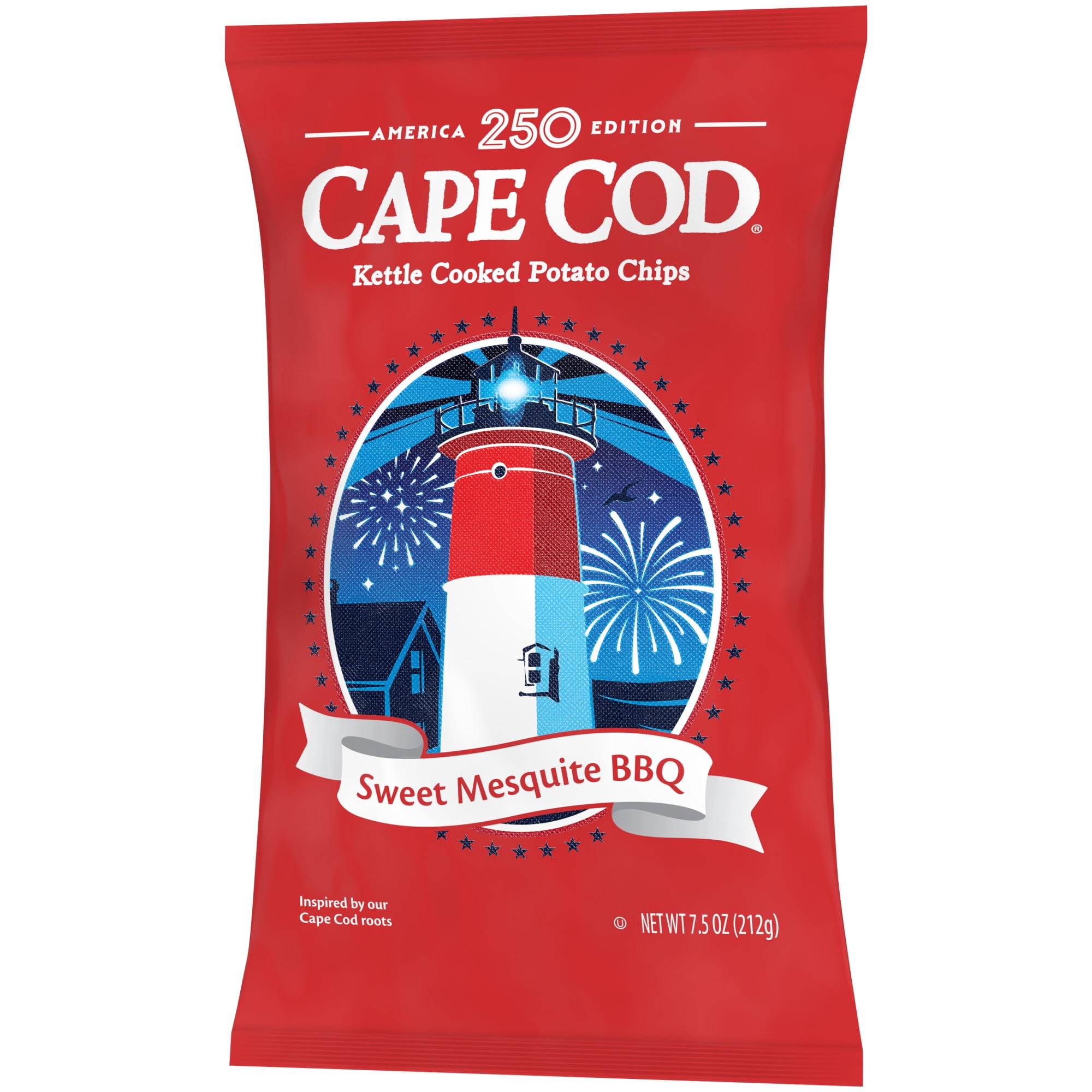 Cape Cod Sweet Mesquite Barbeque Potato Chips, Kettle Cooked Crunchy Snack (7.5 oz) 58jna