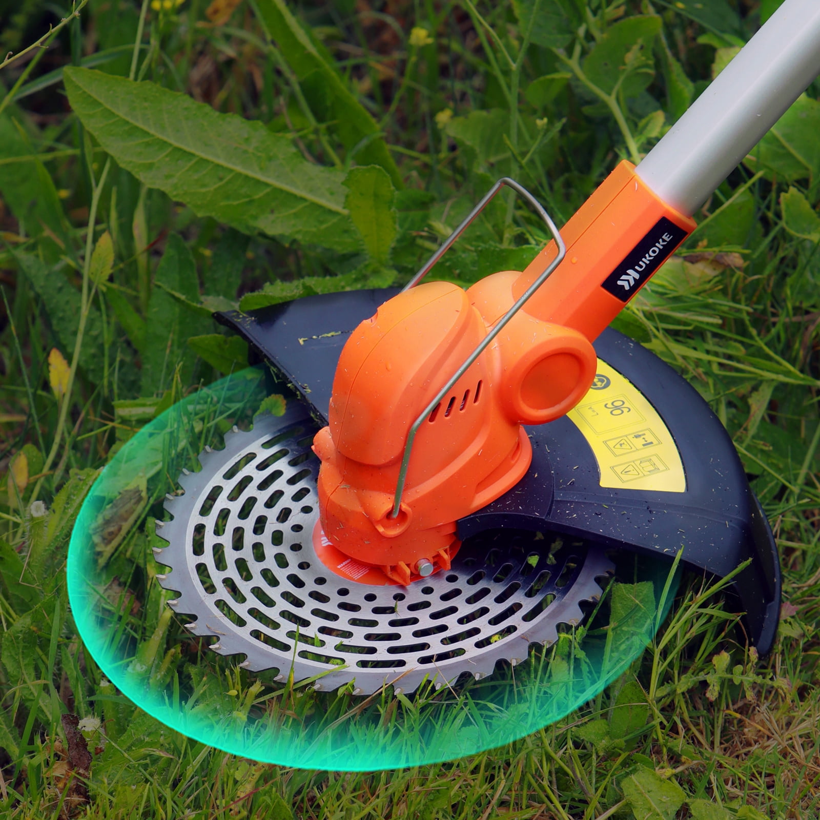 Ukoke 40V Cordless Grass Trimmer and Brush Cutter with Battery and Charger (Orange, 9.06 in Cutting Width) kcf98