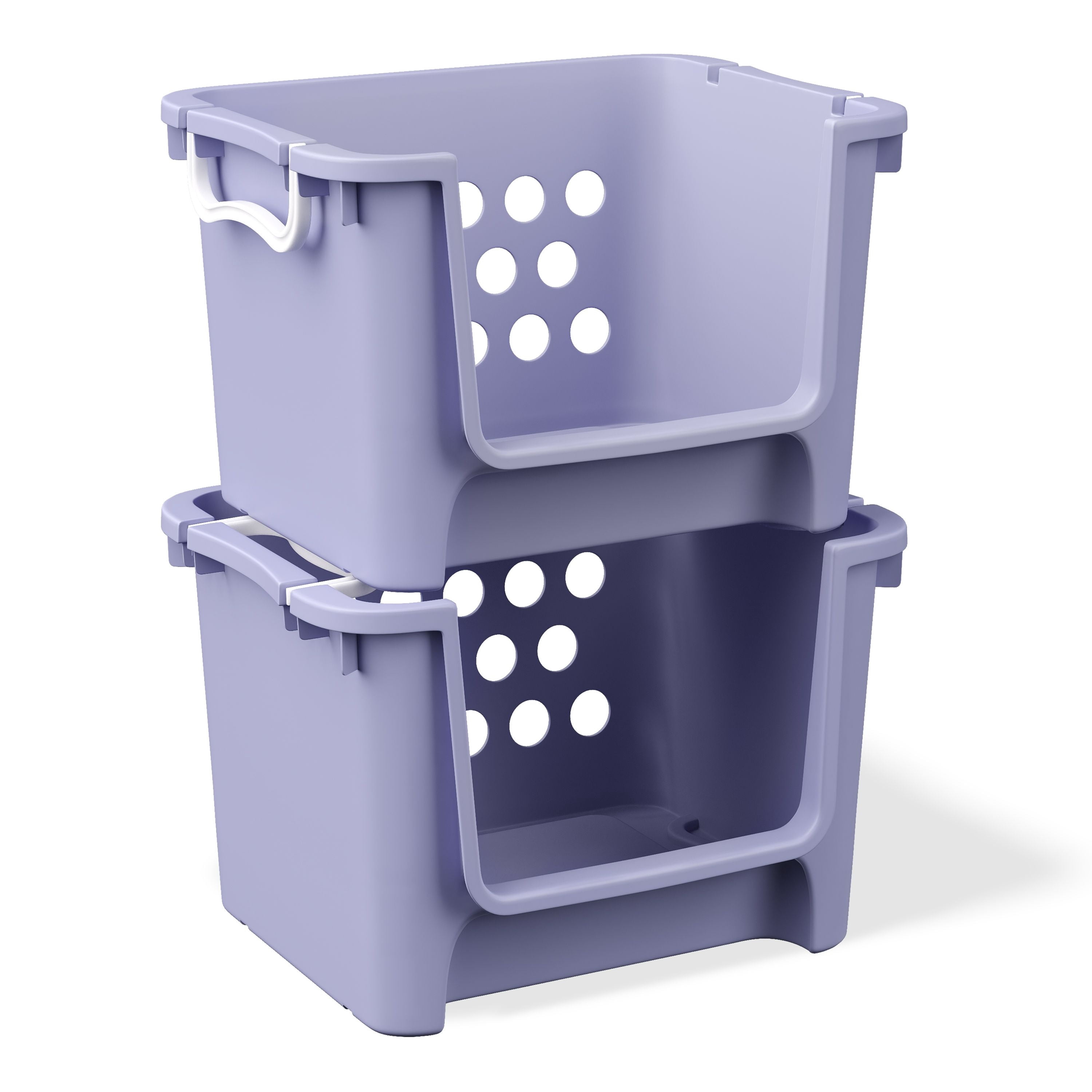 Mainstays Kids Large Stackable Toy Storage Basket with Handles (Purple, 16.5 in x 20.88 in x 13.13 in) hw79s