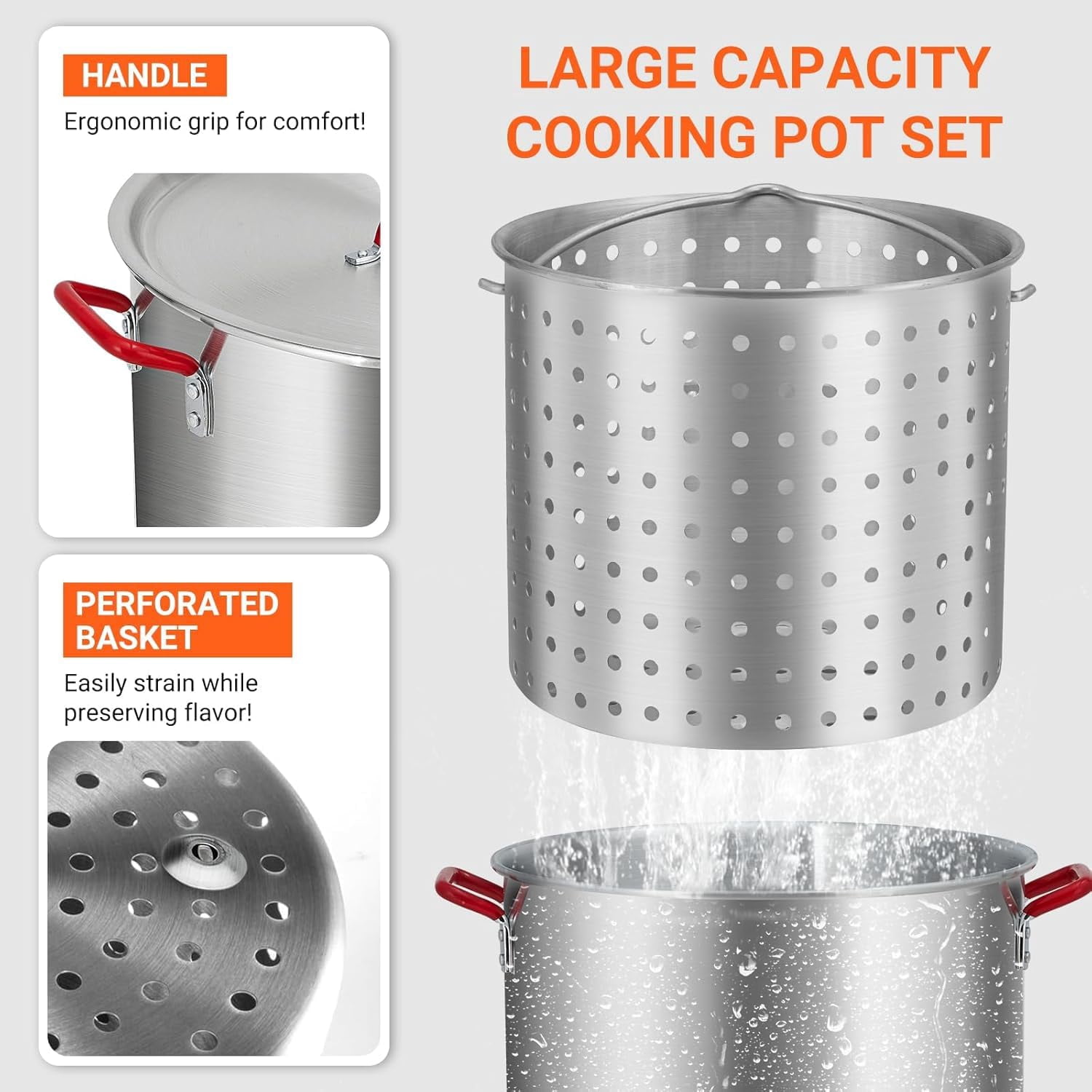 Bayou Classic 60-Quart Aluminum Seafood Boil Pot Kit with High-Pressure Propane Jet Burner and Strainer (60 Quart) s25lk