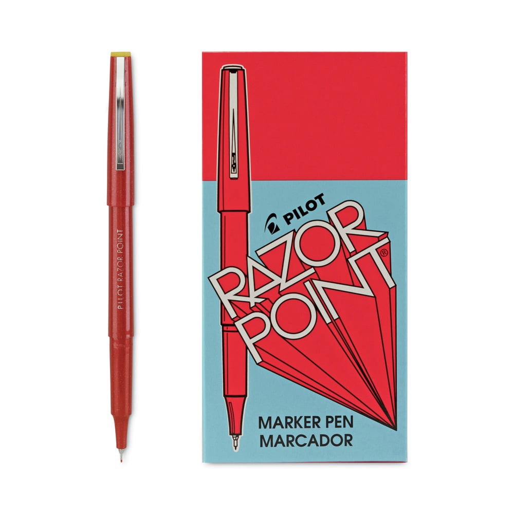 Pilot Razor Point Fine Line Porous Point Pen Extra-Fine (Red, 12 Pack) 586bt