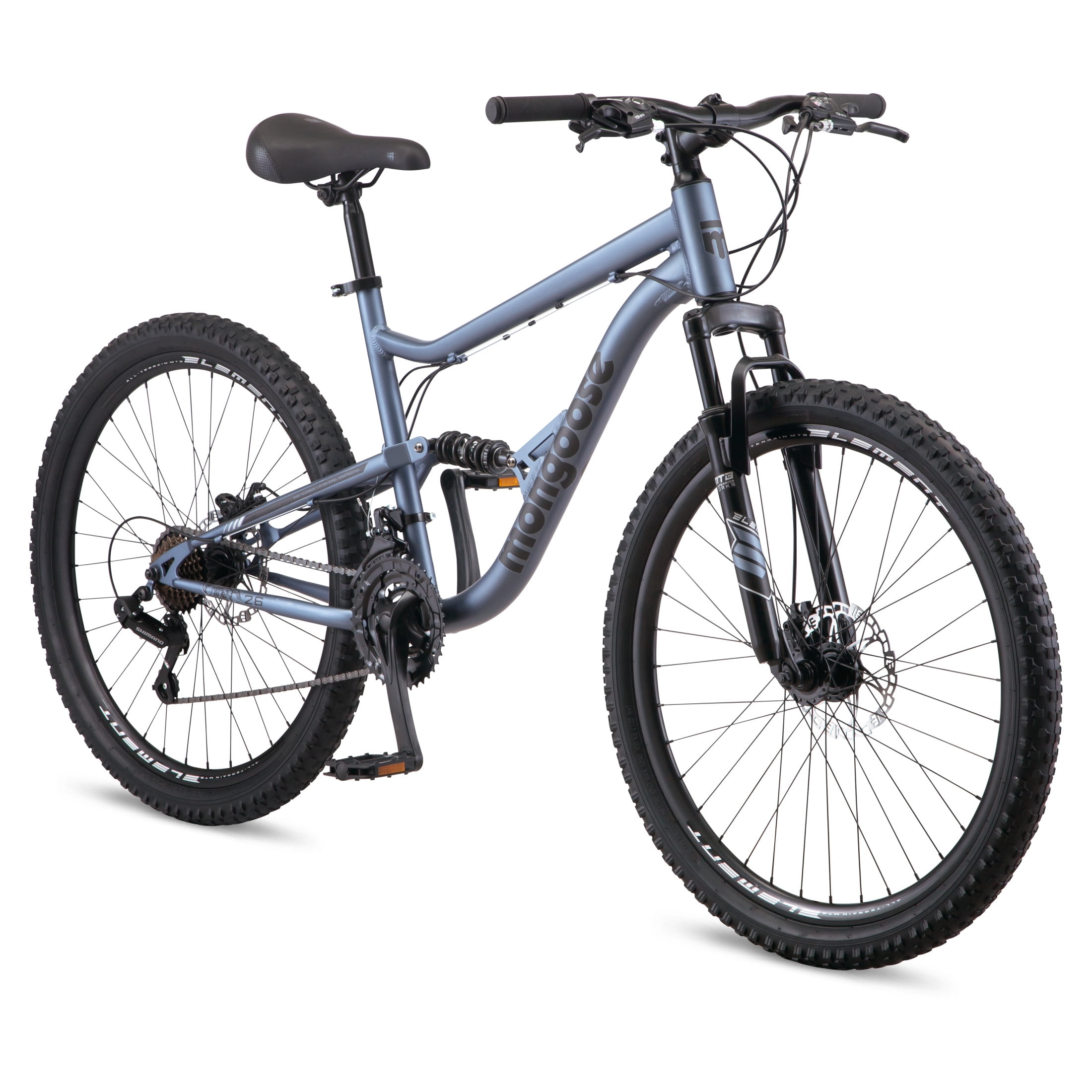 Mongoose Status Dual Suspension Mountain Bike (Slate Blue, 26 in Wheels) zov0y