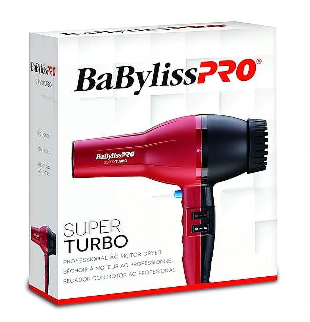 BaBylissPRO Turbo Dryer Professional Hair Blow Dryer with Concentrator Nozzle (Red, 2000 Watts) ghyzp