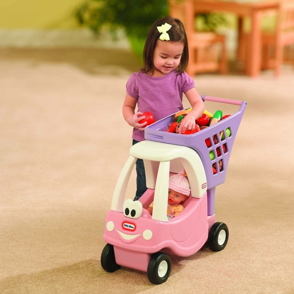 Little Tikes Princess Cozy Shopping Cart (Pink, 17 in x 13 in x 22 in) 8j0on