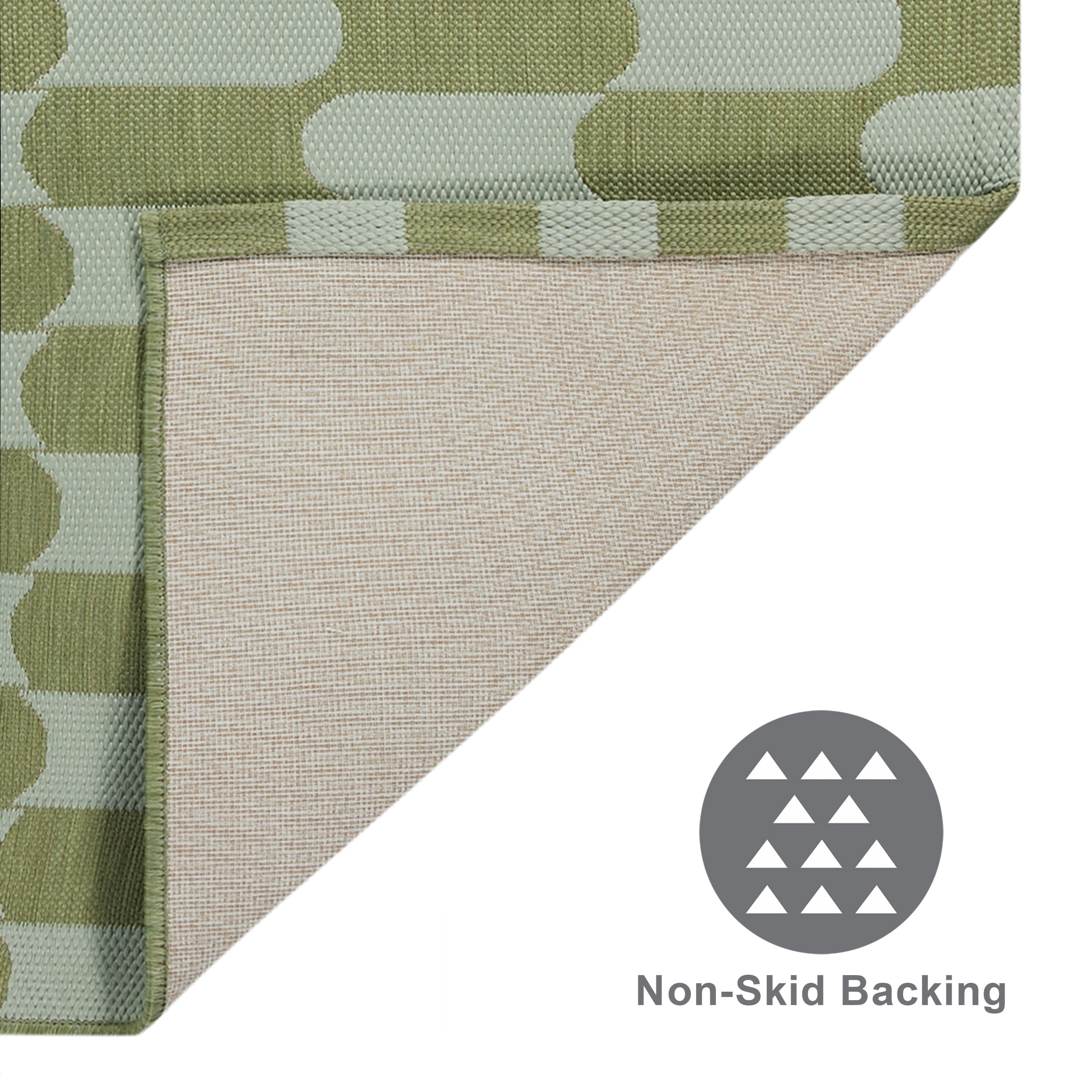 Beautiful by Drew Barrymore Tiled Stripes Outdoor Rug (Green, 7 ft x 10 ft) vwd6g