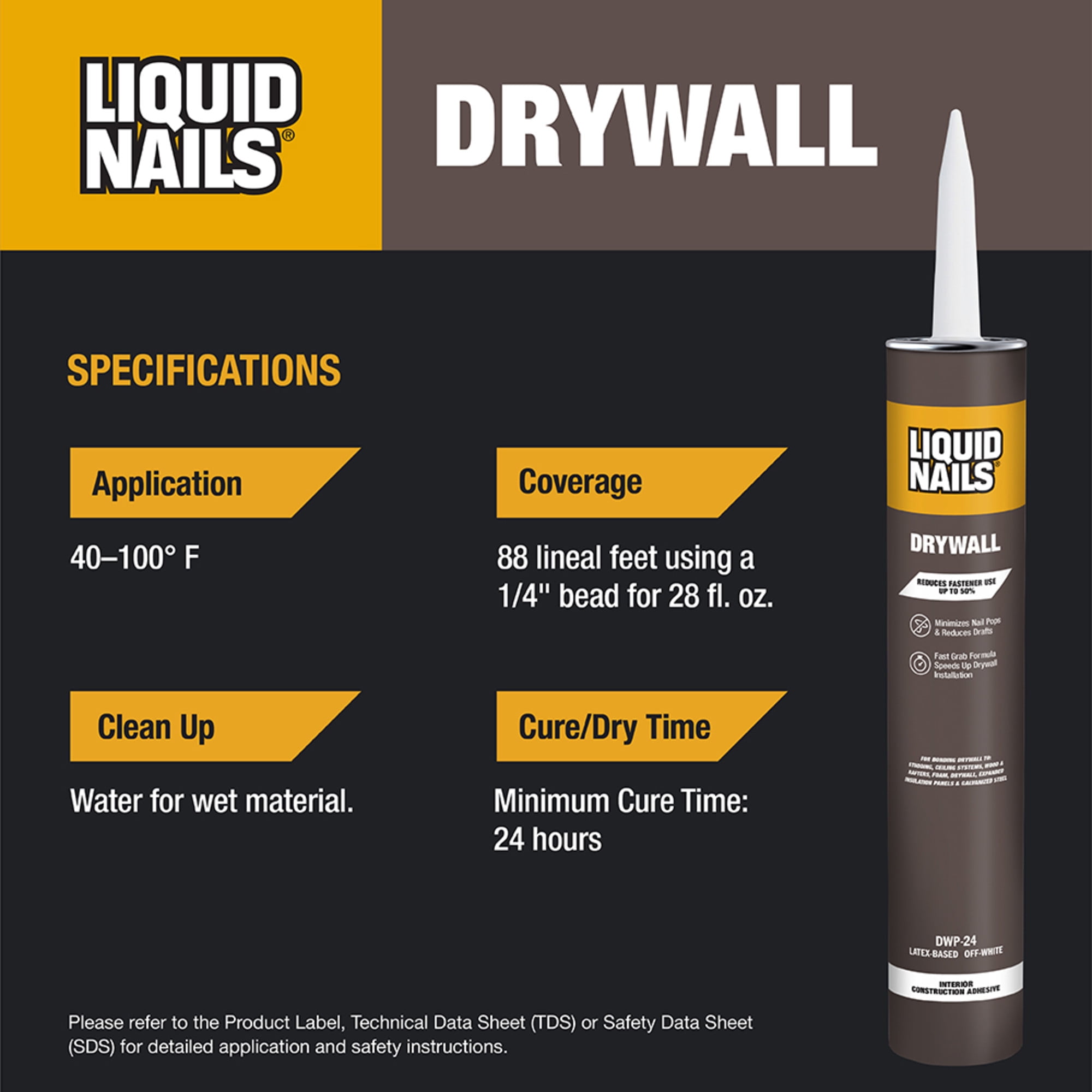 Liquid Nails Drywall Adhesive Interior Low VOC (Off-White, 28 oz) 8f7ue