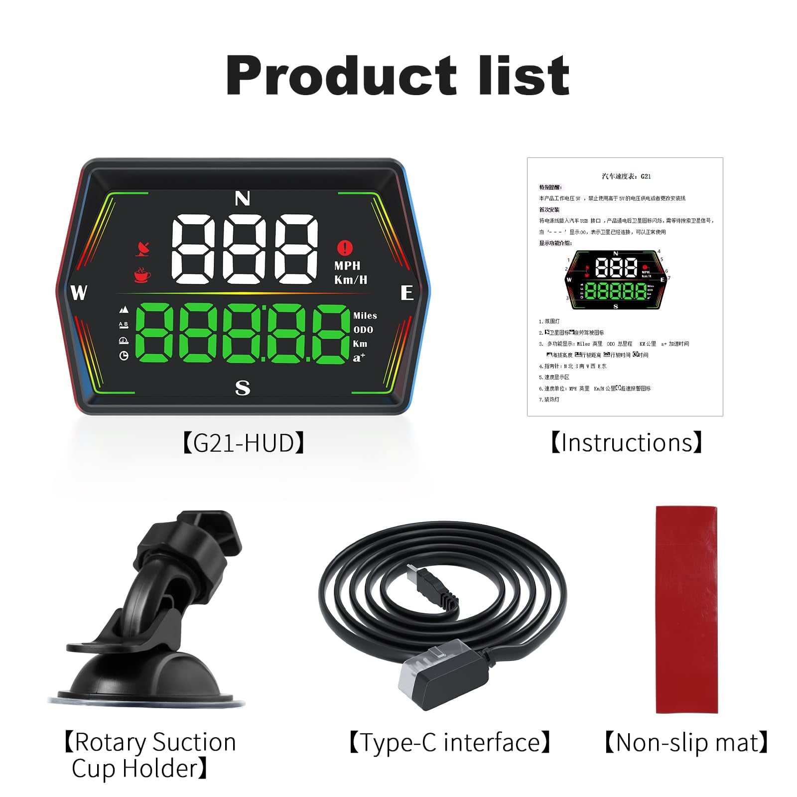 LC-dolida GPS Speedometer Heads Up Display for Cars with Overspeed Alarm and Fatigue Driving Reminder (Black) 6ngo5