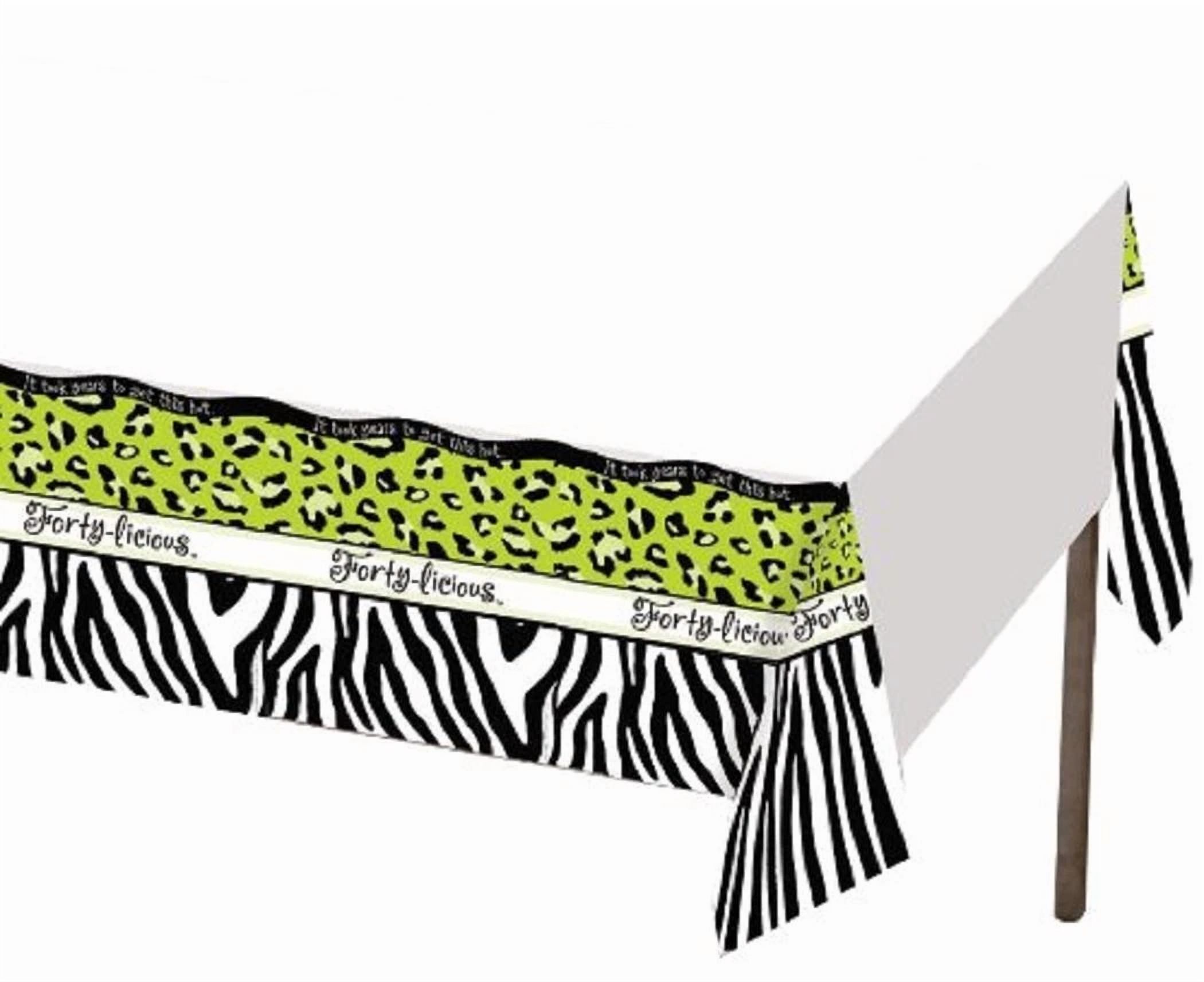 VAULT Forty-Licious Leopard Zebra Animal Print 40th Birthday Party Plastic Tablecover (54 in x 108 in) fkrra