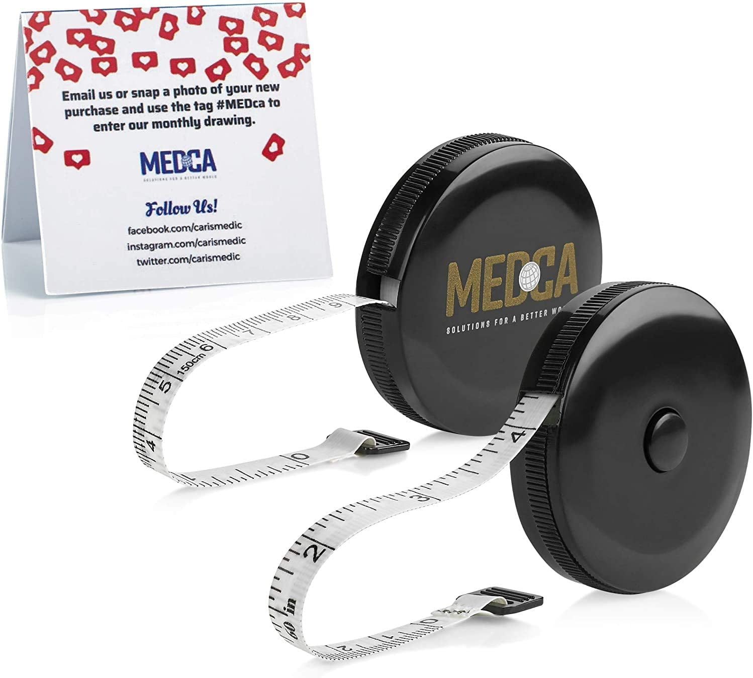 MEDca Retractable Body Measuring Tape for Fitness and Weight Loss (Black, 60 in, 2 Pack) gzsen