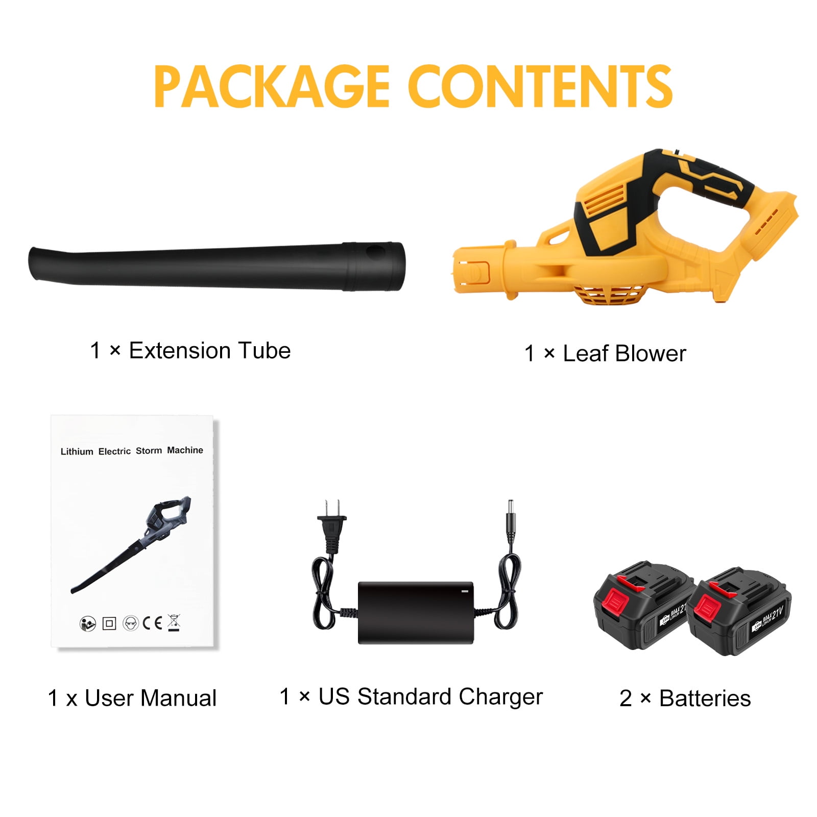 CATGOOD Cordless Leaf Blower, Electric Power Sweeper for Lawn Care and Patio (Yellow, 3.6 lb) 85lp0
