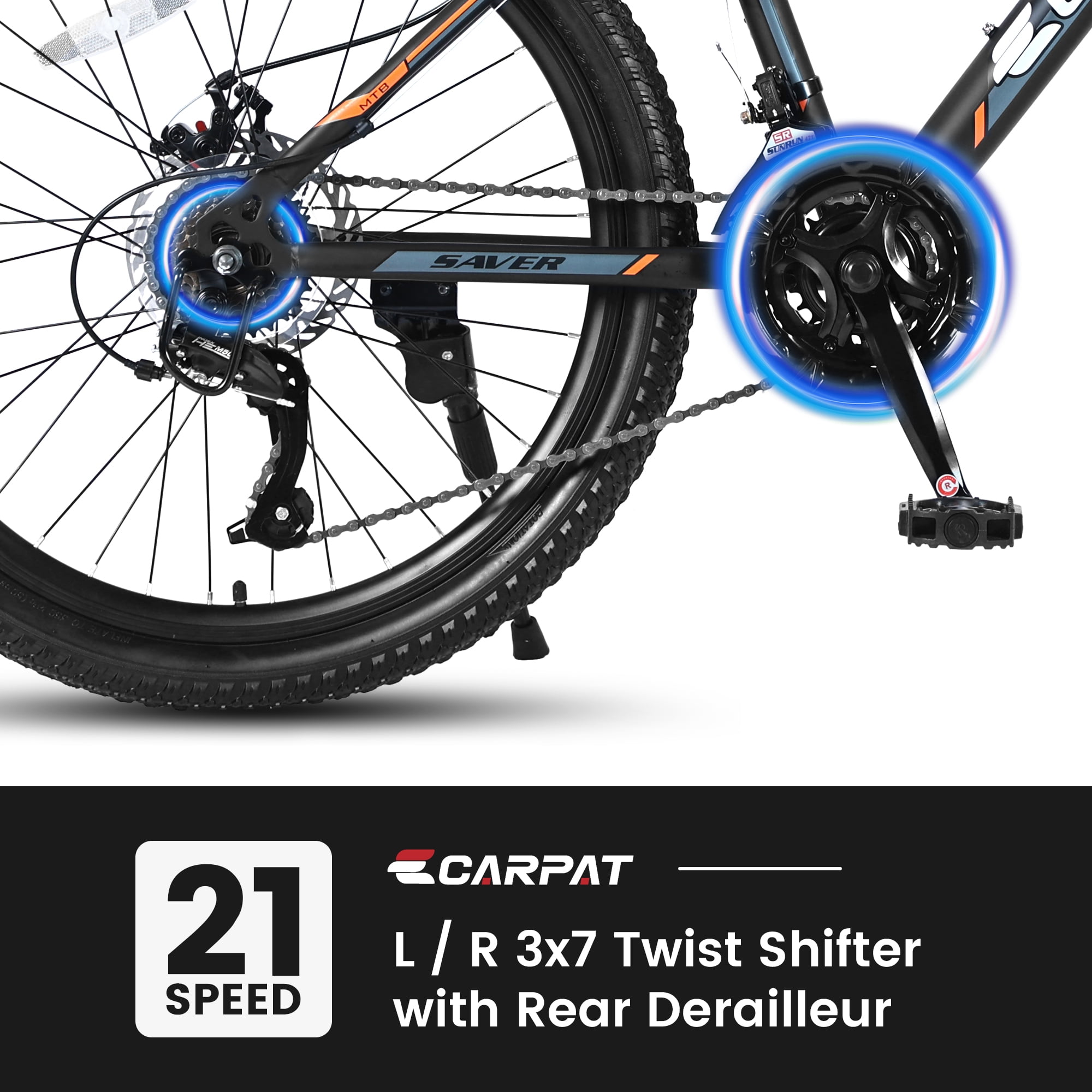 Ambifirner 24 Inch Mountain Bike with 7-21 Speed Shifting System (Orange, 24 in) e41yz