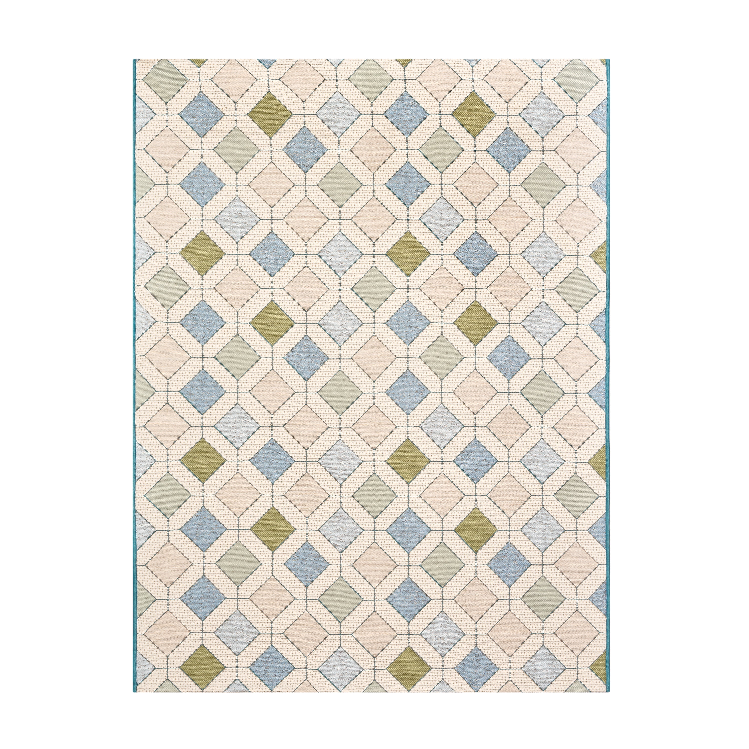 Beautiful by Drew Barrymore Tiles Outdoor Rug (Blue, 5 ft x 7 ft) ga2i4