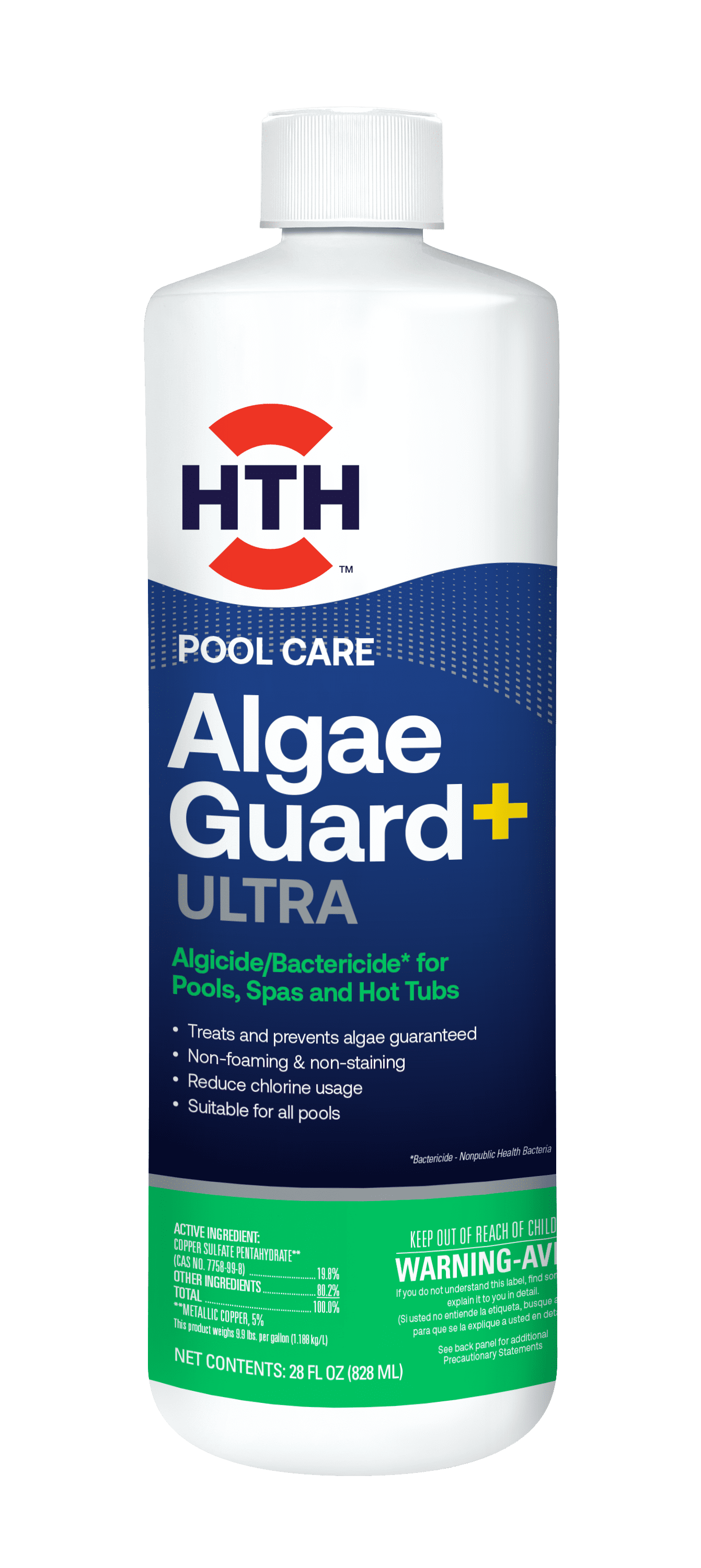 HTH Pool Care Algae Guard Ultra Plus, Fast-Acting Swimming Pool Algaecide Treatment (28 fl oz) 3d5lm