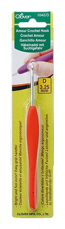 Clover Amour Crochet Hook, Ergonomic Soft Grip Handle (Size D, 0.128 in) oasl4