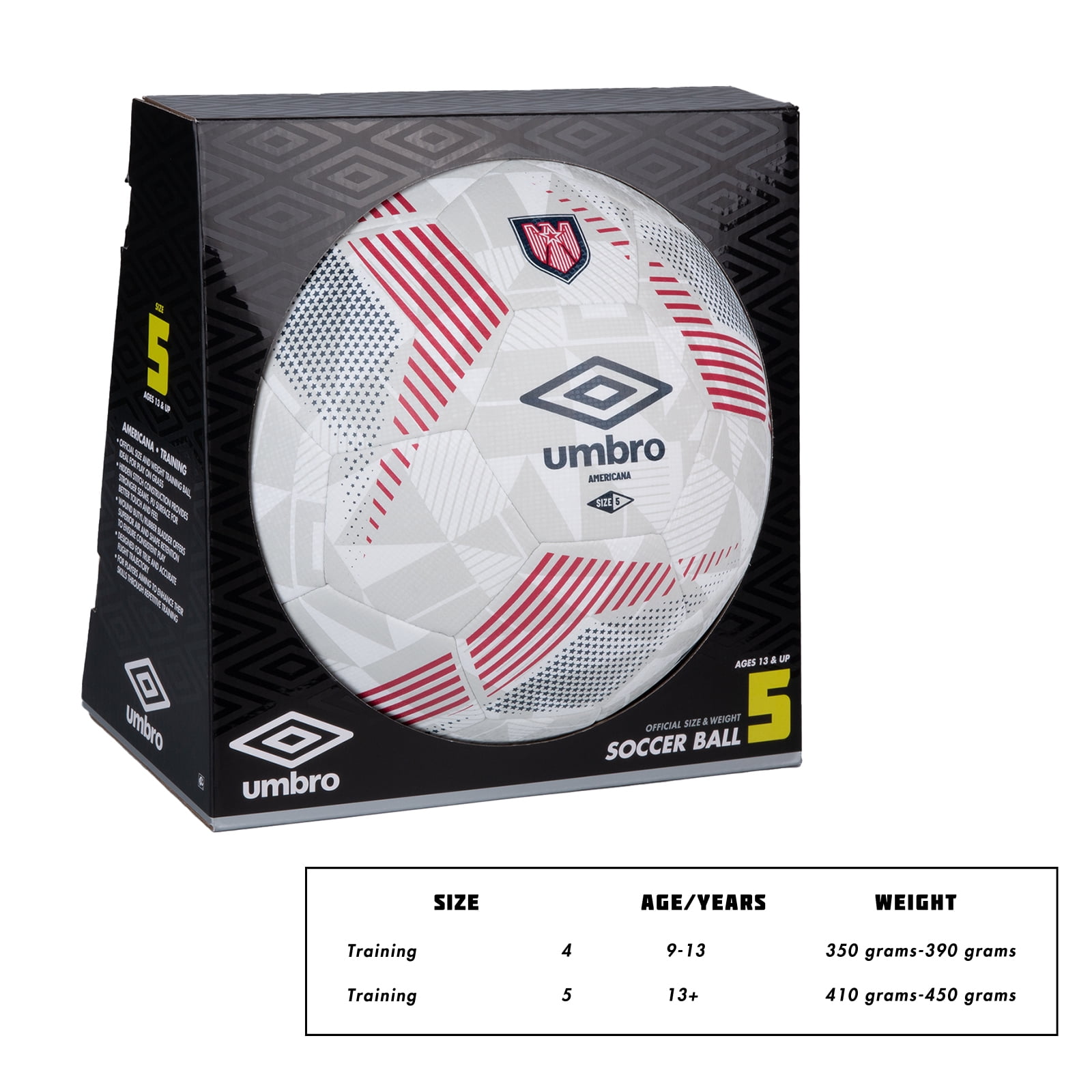 Umbro Americana Soccer Ball (Red/White/Blue, Size 5) 8y9ud