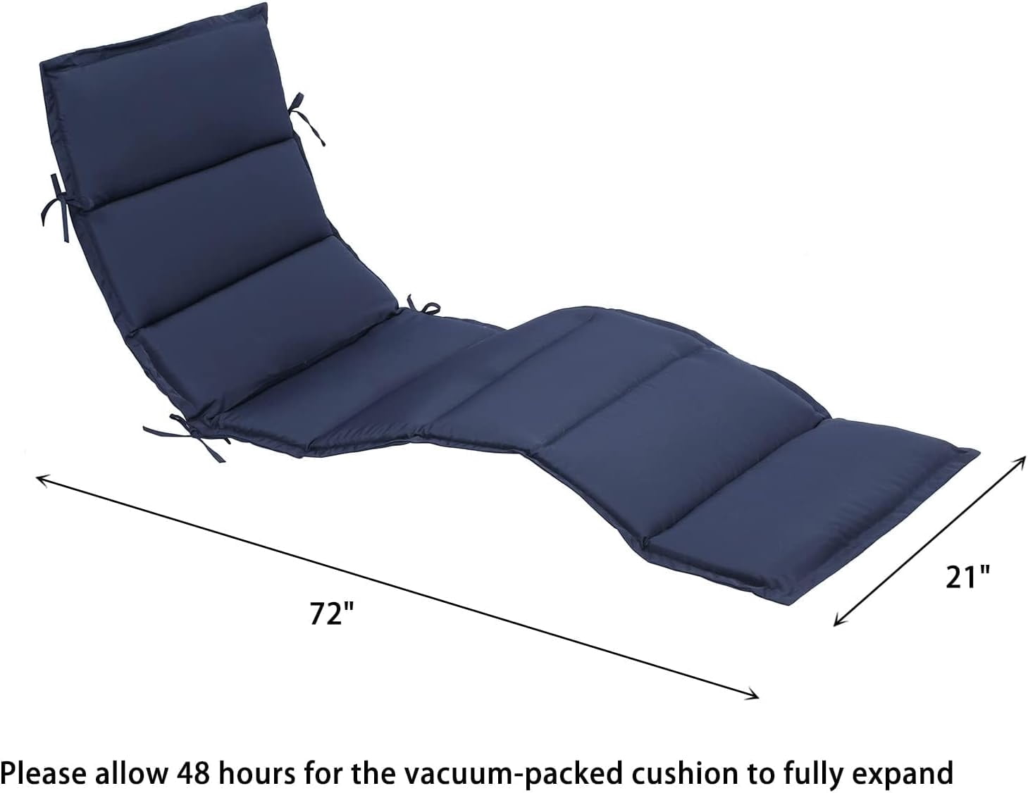 Maphissus Foldable Water-Resistant Chaise Lounge Cushion (Blue, 72 in x 21 in x 2 in, Set of 2) nlu7p