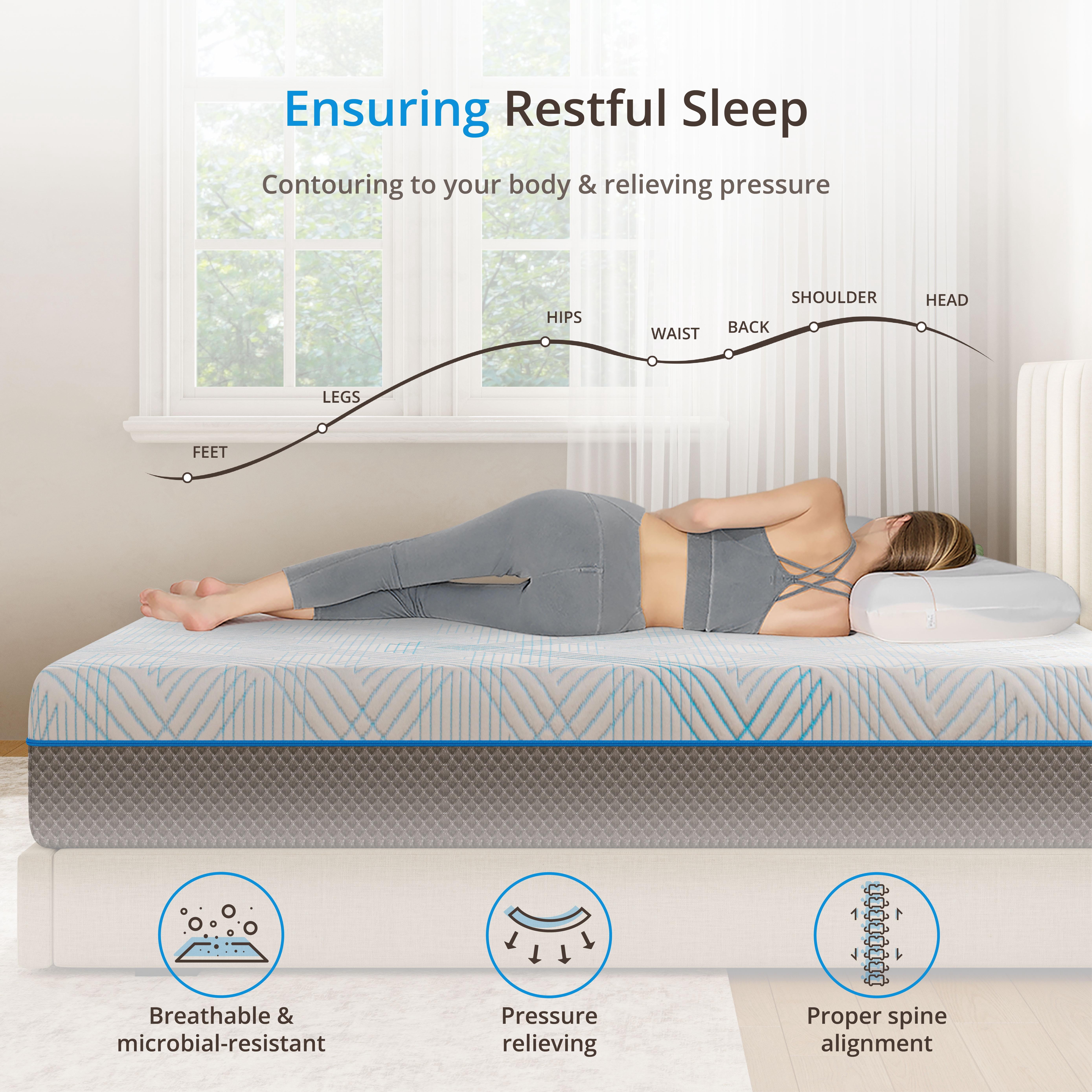 EGOHOME Serenity Queen Mattress, 10 in Gel Memory Foam Mattress, Medium-Firm Support (Queen) 62at4