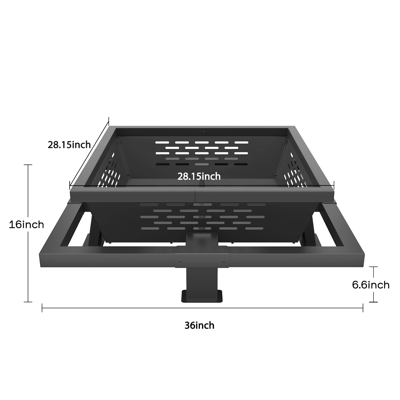 Auhilence Square Wood Burning Fire Pit for Outdoor Patio and Backyard (Black, 36 in) m1gdv