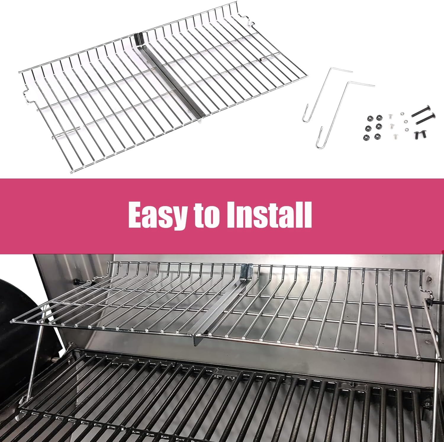 Char-Griller Stainless Steel Grill Warming Rack Replacement for 5050, 5650, 3001, 2223, 5072, 2823, 3030 (20.75 in x 11 in) 8nysf