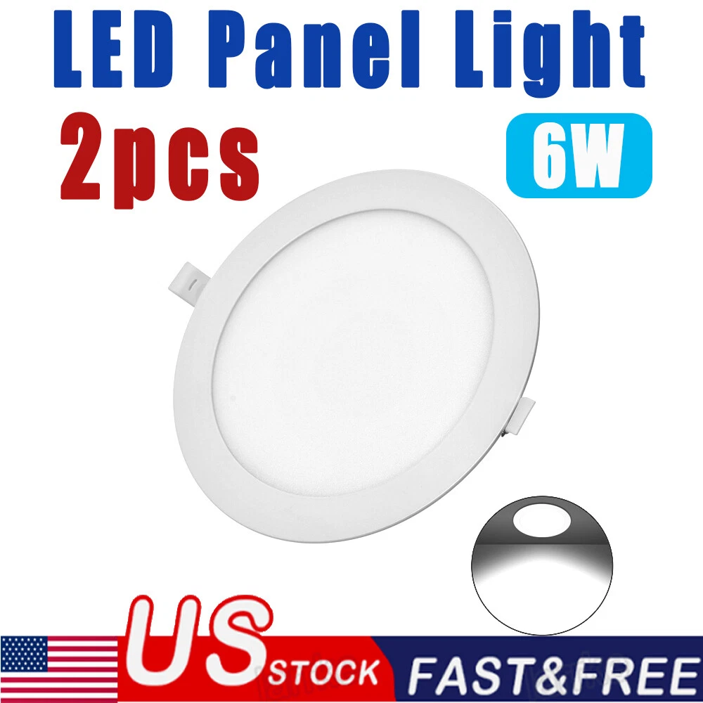 Knack 6W Round LED Recessed Ceiling Panel Downlight (White, 2 Pack) iadg3