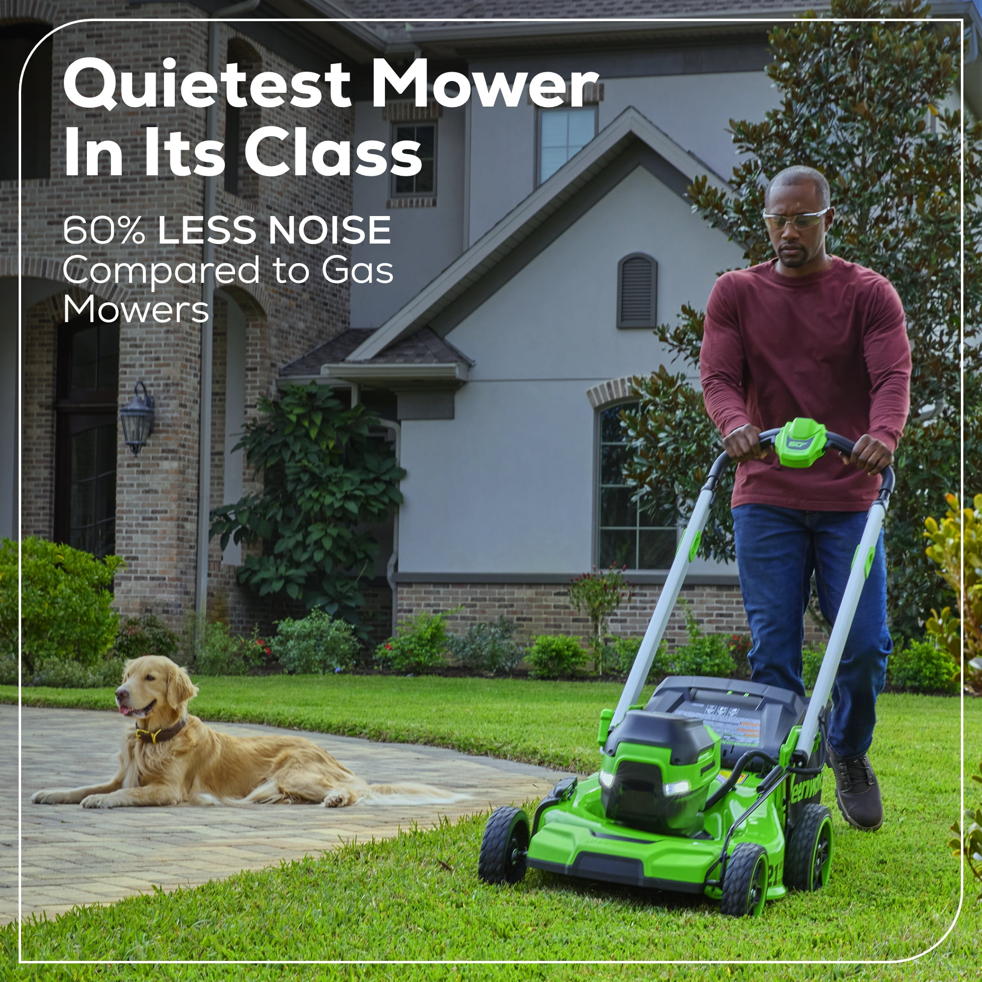 Greenworks 60V 21 in Self-Propelled Lawn Mower with 8.0 Ah Battery and Rapid Charger (Green, 21 in) ijbnt