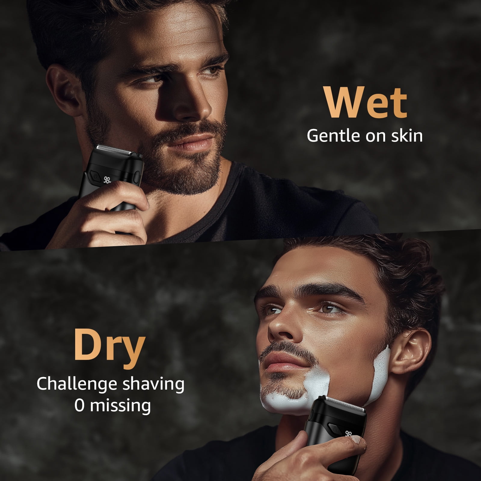 Nogroa Electric Razor for Men, Portable Mini Foil Shaver with 2 Floating Blades, IPX7 Waterproof, USB-C Rechargeable (Black, 1 Count) y2881