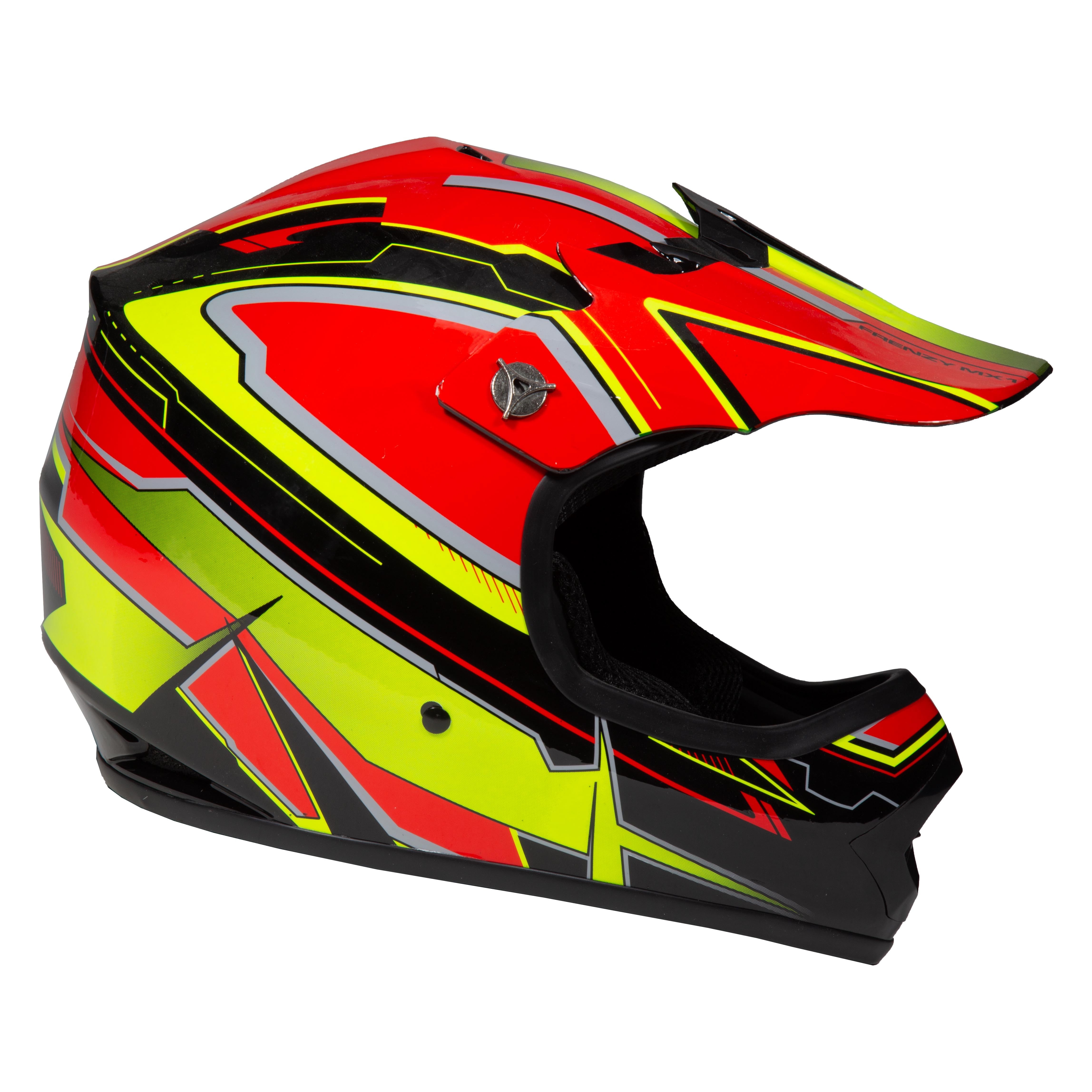 Fuel Helmets Youth Frenzy Off-Road MX Helmet (Red and Yellow, Youth Medium) medvs