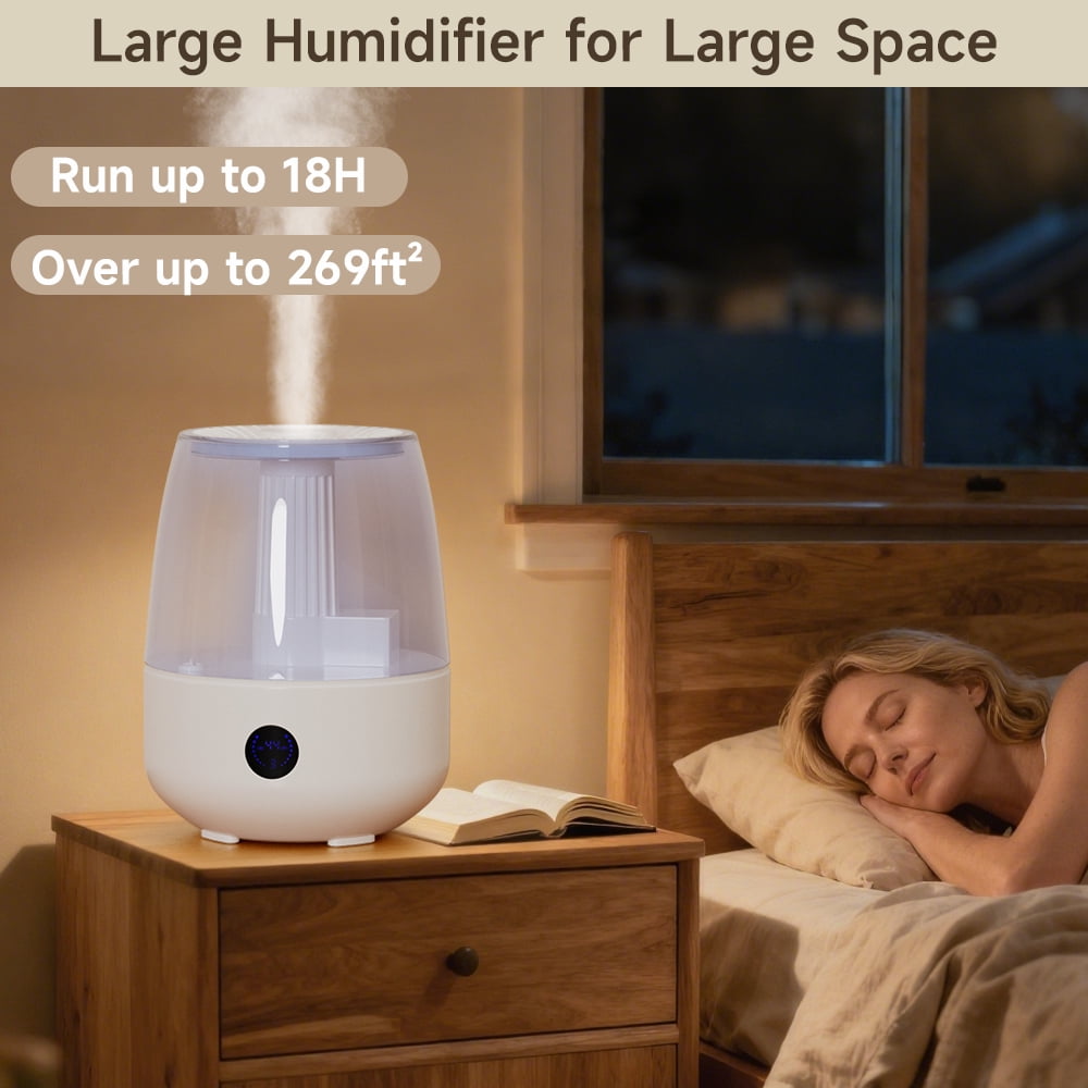 Topteng Cool Mist Humidifier for Bedroom and Large Room with Remote Control (White, 1.8 gal) 6xam9