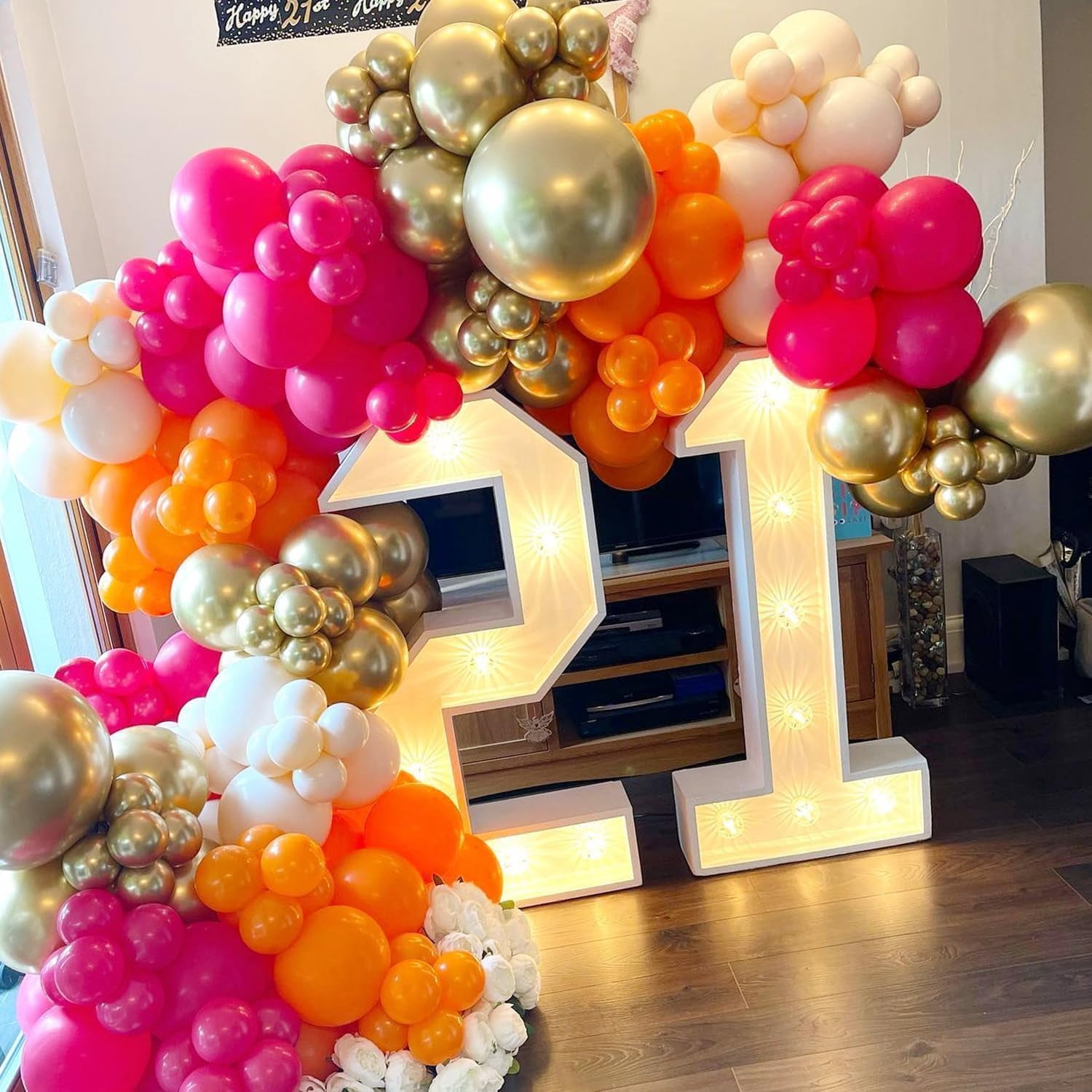Generic Balloon Garland Arch Kit (161 Pieces, Pink and Orange, 18 in to 5 in Assorted Sizes) twmaz