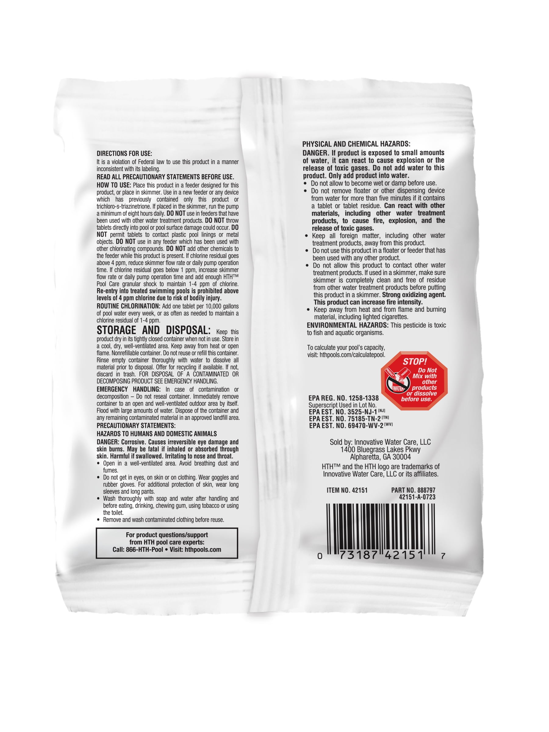 HTH 3-inch Chlorine Tablets Advanced Pool Sanitizer (2 Pack, 6 oz) v1hk8