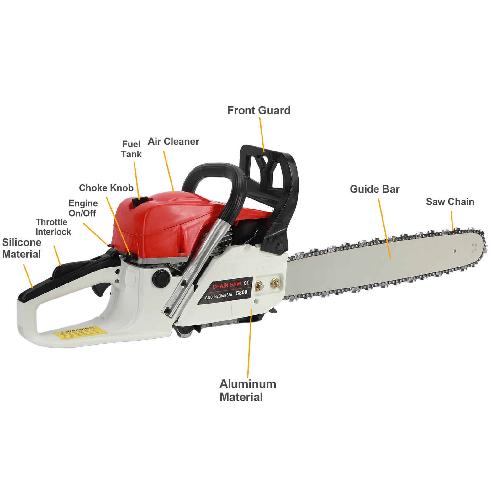 AurumEdge 58CC Gas Chainsaw, 20-inch Professional Wood Cutting Saw with 3.2HP 2-Cycle Engine (Orange, 20 in) rm9cv