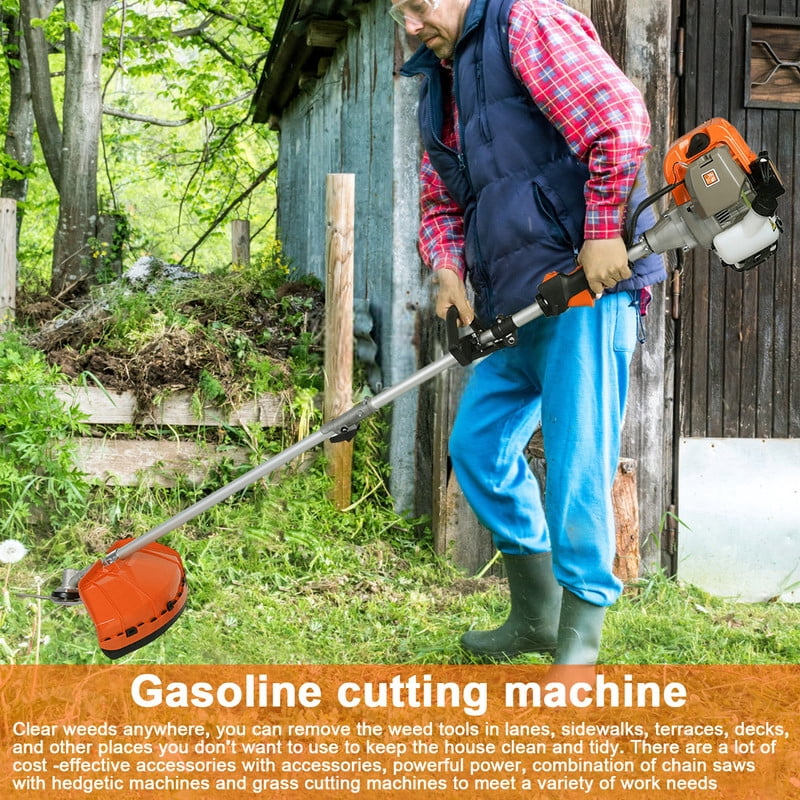 Jraner 5-in-1 Gas Powered Multi-Tool System with Brush Cutter, Hedge Trimmer, and Pole Chainsaw (Orange, 52cc) 4jli0