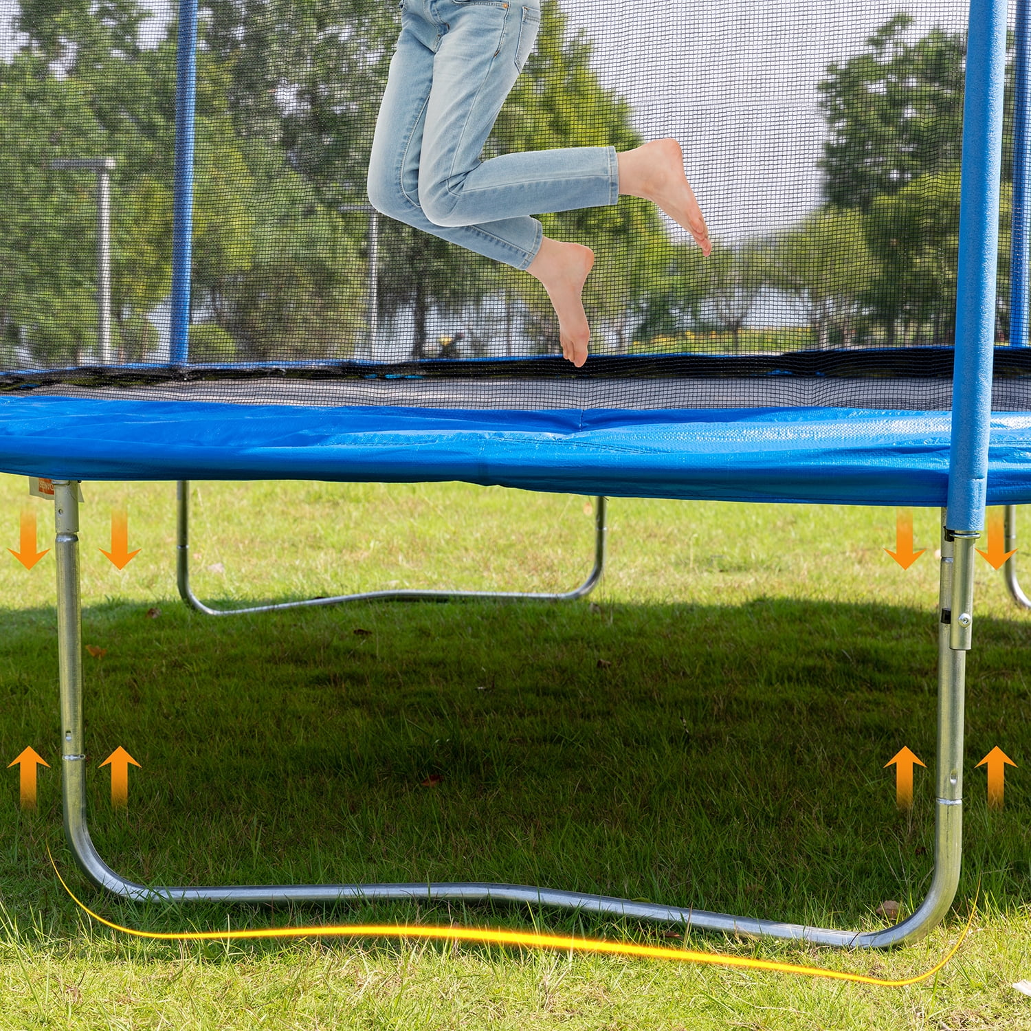 Sumdeal 14ft Outdoor Trampoline with Safety Enclosure and Ladder (Blue, 14 ft) ey7wa