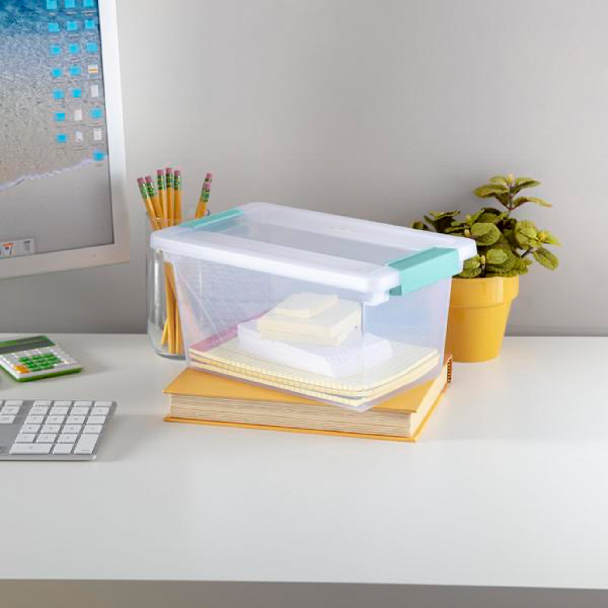 Sterilite Clip Storage Box Organizer Set (Clear, 10 Pack) 7wpr7