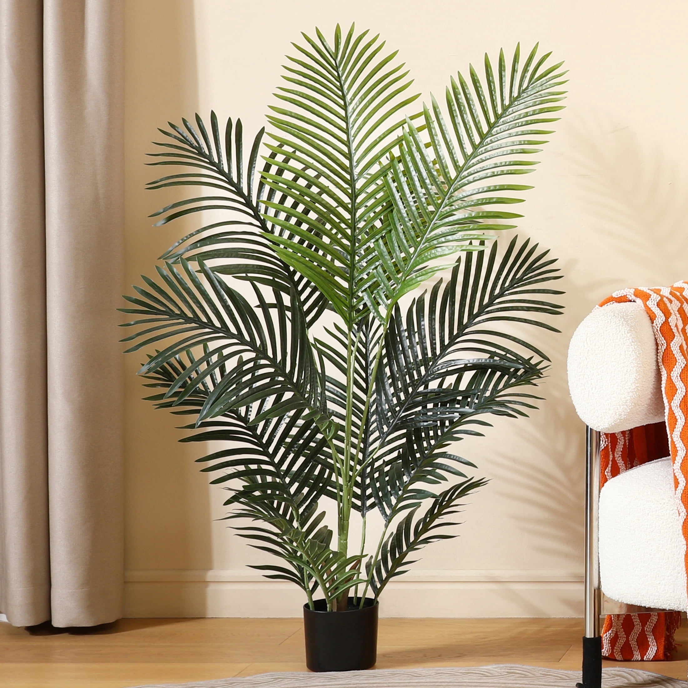 DR.Planzen Artificial Majestic Palm Plant Lifelike Faux Ravenea Rivularis for Home and Office Decor (Green, 4 ft) qld5r