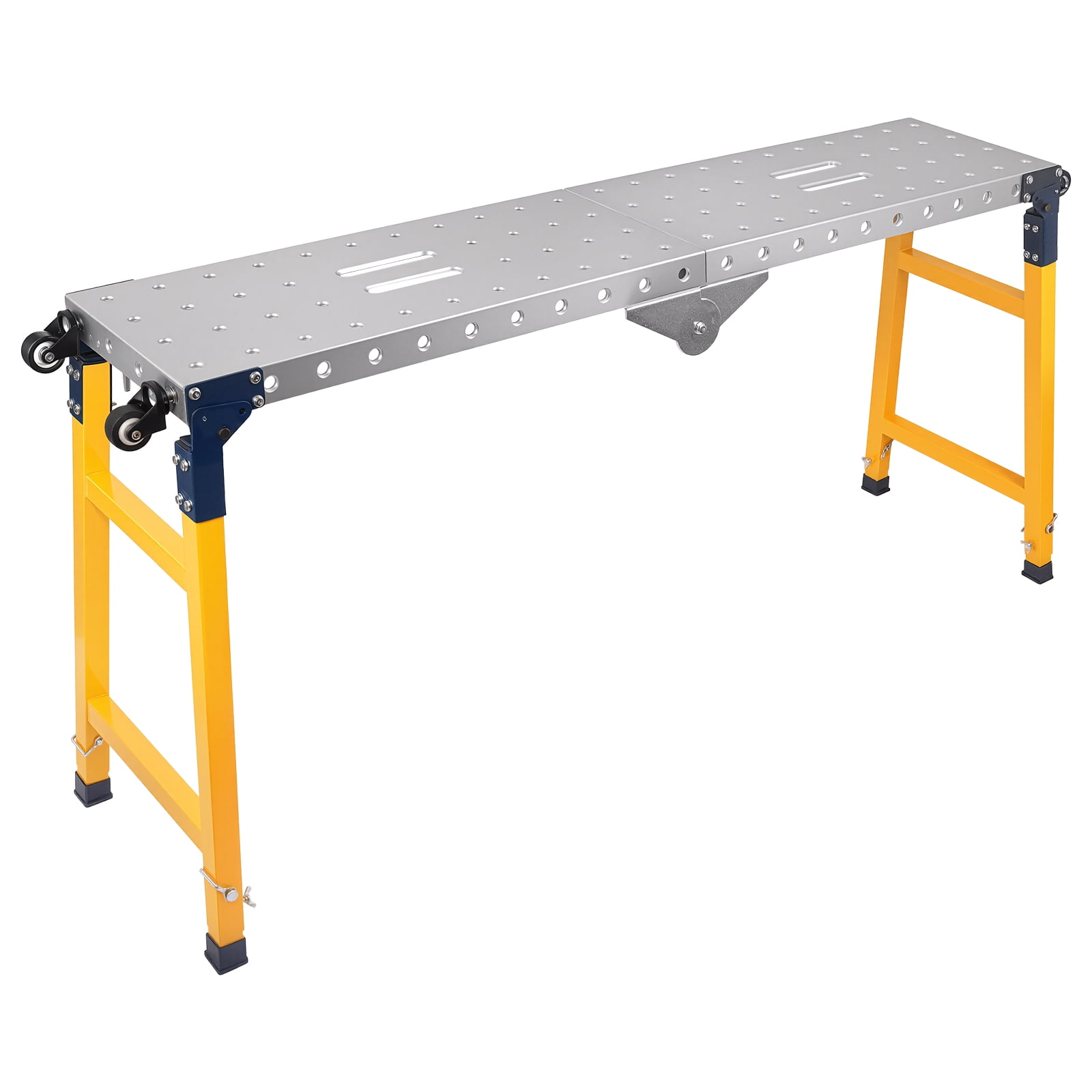 WangHongou Adjustable Welding Workbench Table, Heavy-Duty Carbon Steel Folding Workstation with Wheels (Yellow, 1200 lb) xih8f