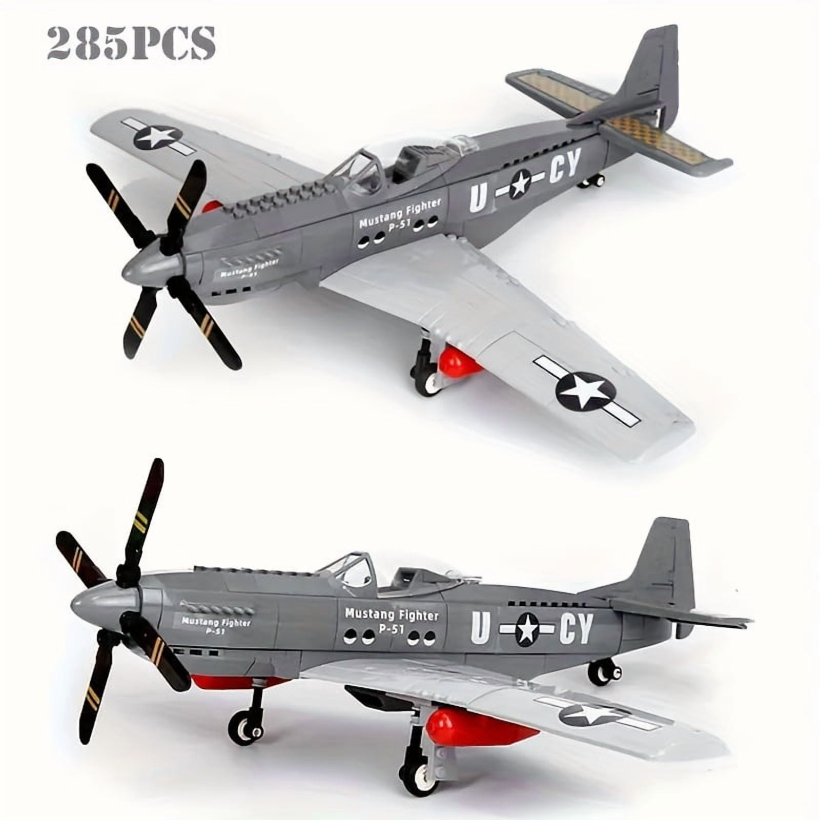 Yuuchoringee P-51 Mustang Fighter Plane Building Block Set, Military Aircraft Model Construction Kit (285 Pieces) xx0y4