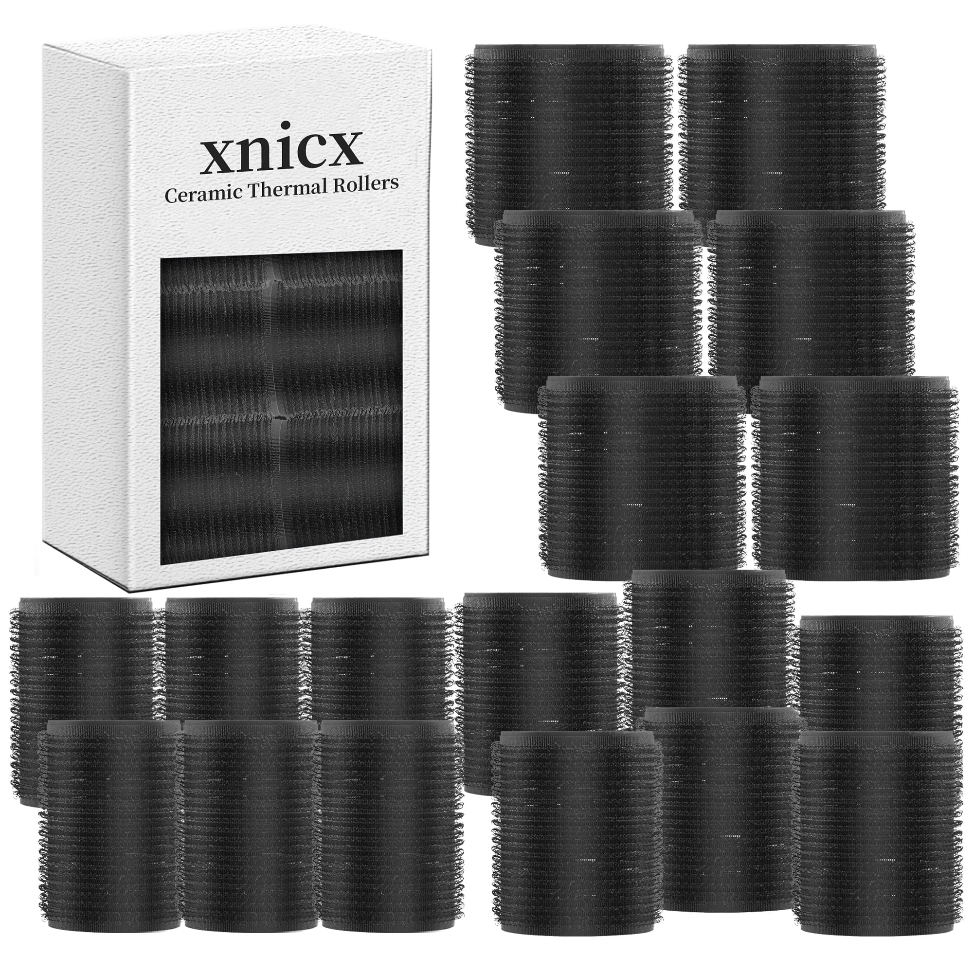xnicx Self-Grip Ceramic Ionic Hair Roller Set for Salon Blowout Volume (Black, 18-Piece Set) 04pzf
