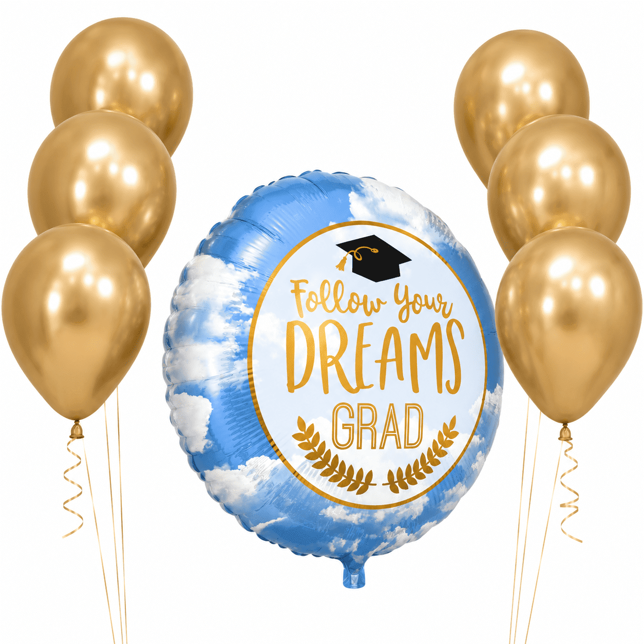 LoonBalloon Graduation Party Balloon Set (Blue, 18 in, 7 Piece) fjxlf