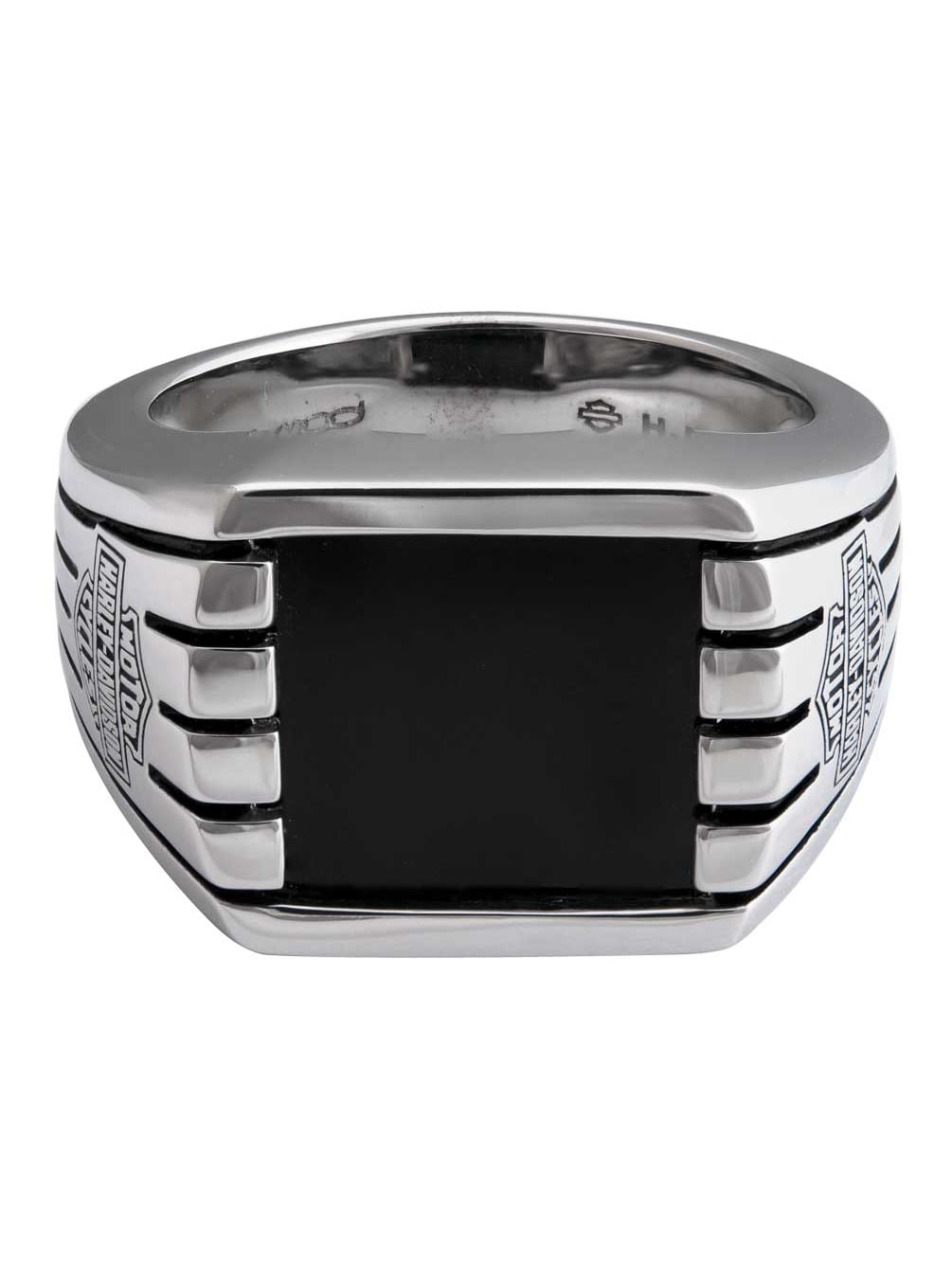 Harley-Davidson Men's Bar & Shield Stainless Steel Ring (Silver, Size 16) 1r3hh